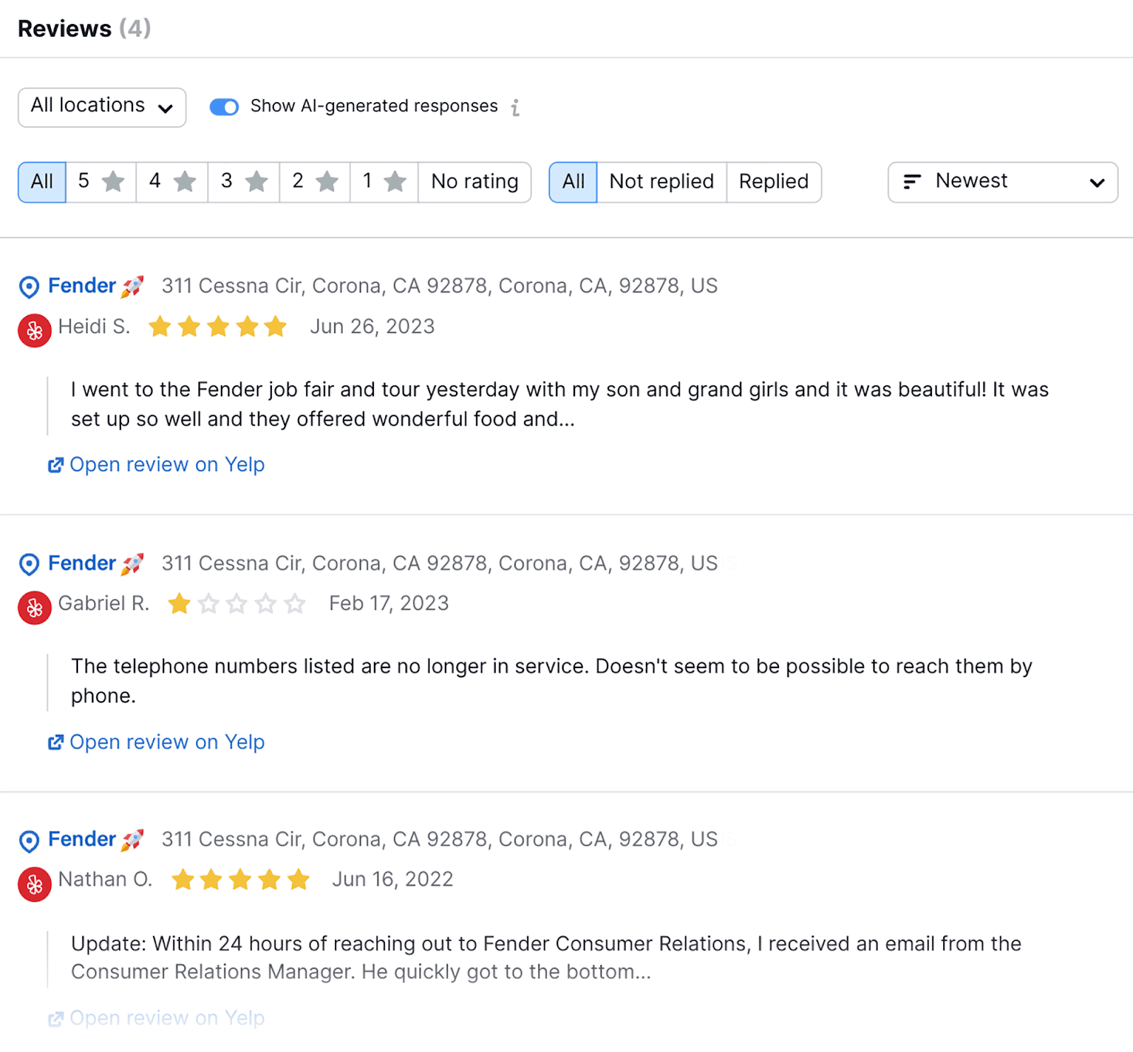 Automatic reviews Automatic reviews