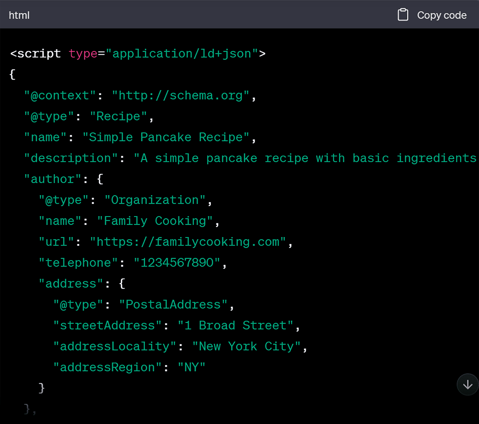 Code for schema markup from ChatGPT Code for schema markup from ChatGPT