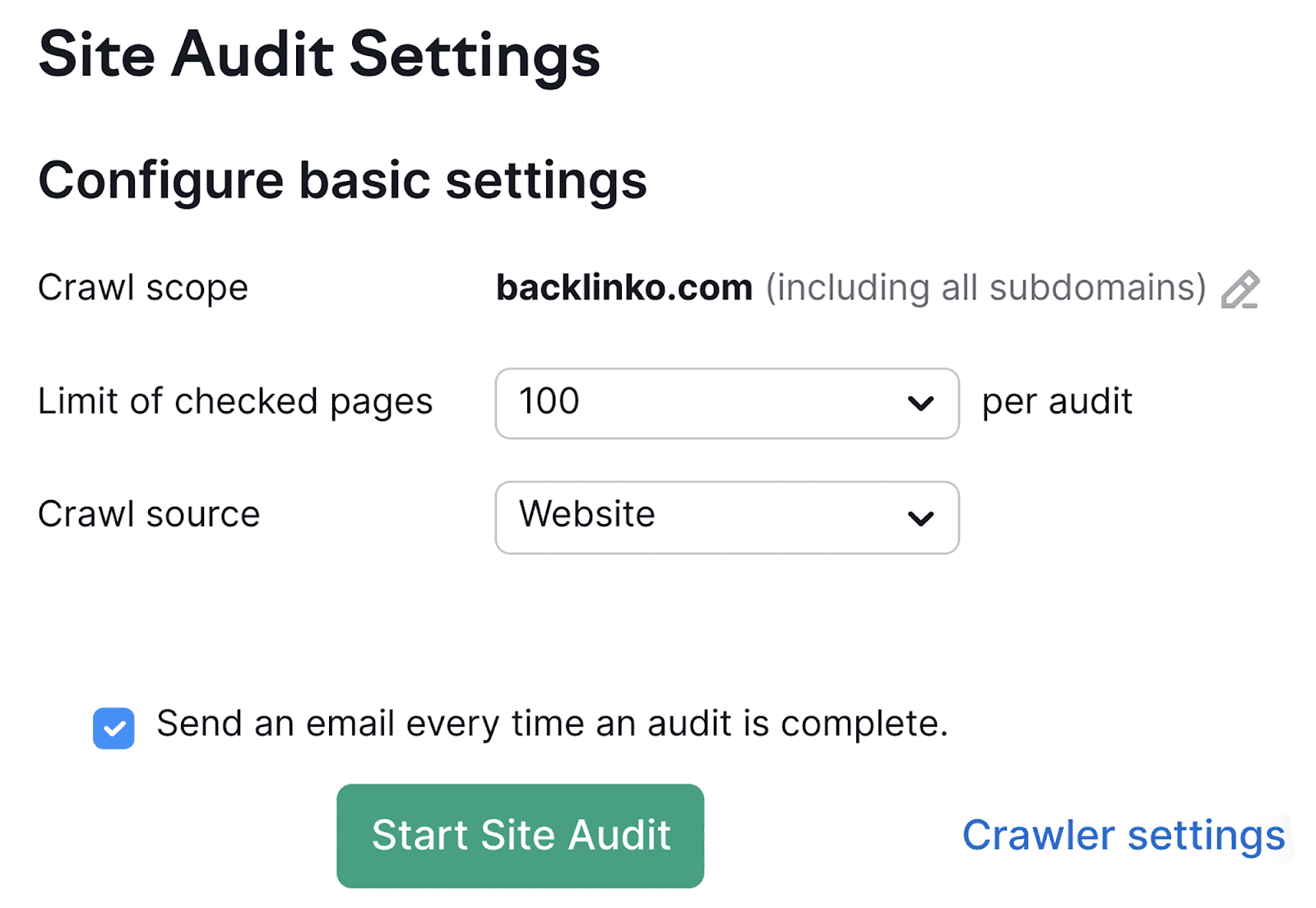 Configure settings before starting audit SEO Automation: 17 Tasks Streamlined for Enhanced Efficiency |