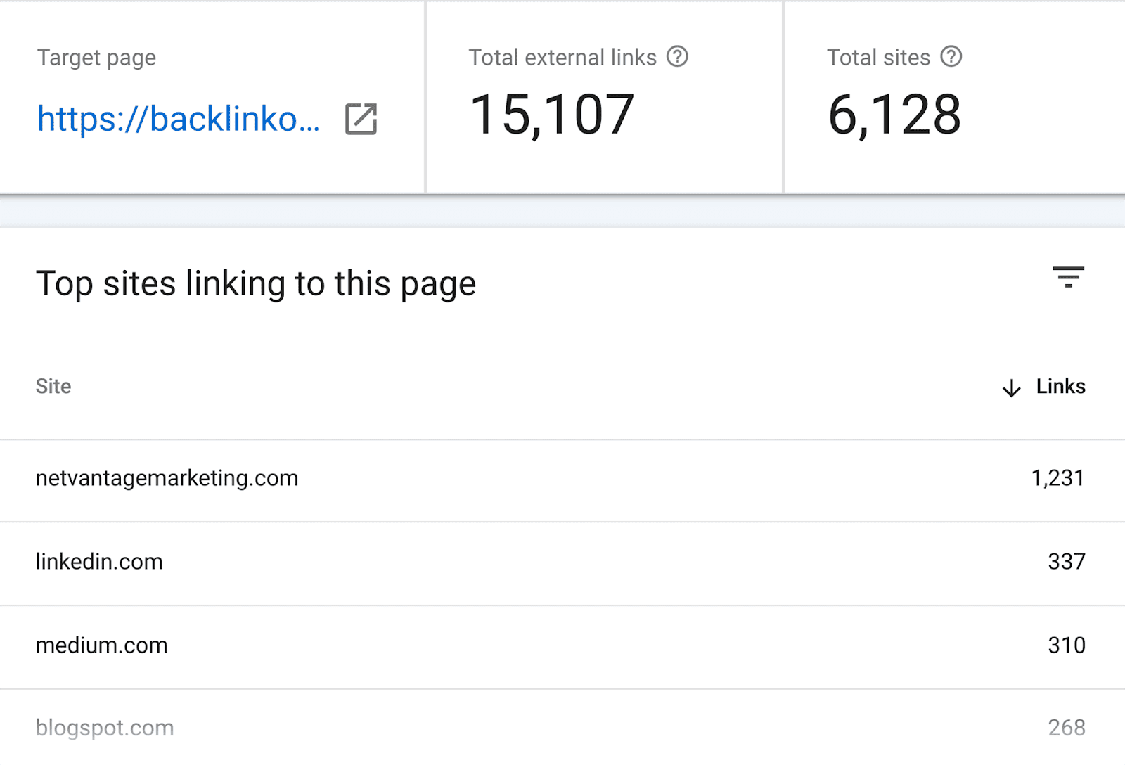 Domains linking to my homepage Domains linking to Backlinko homepage
