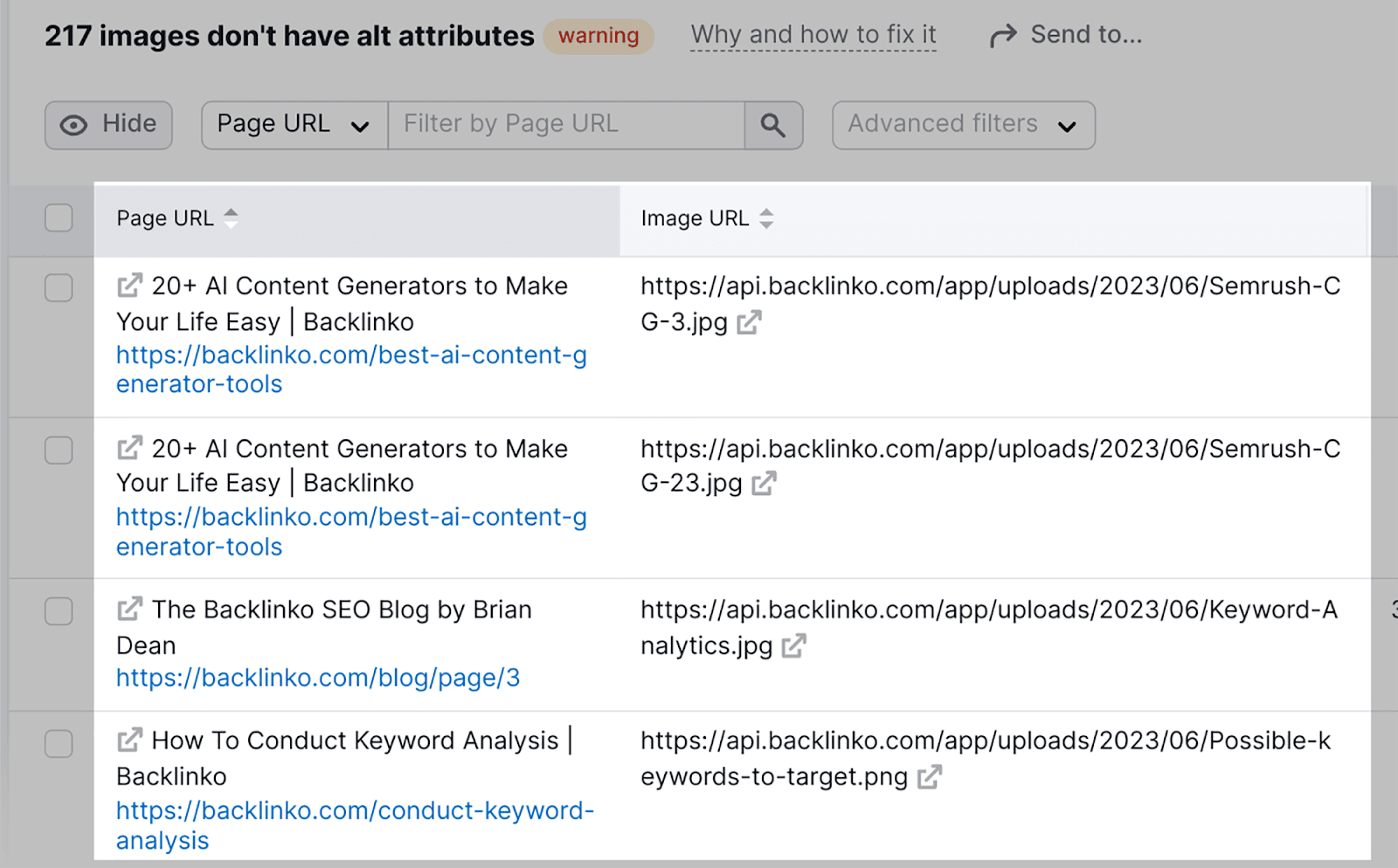 Images without alt attributes Images without alt attributes