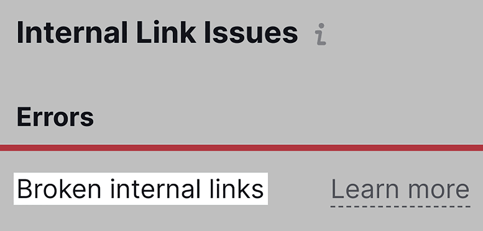 Internal Links Errors indicating broken links Internal Links 'Errors' indicate broken links