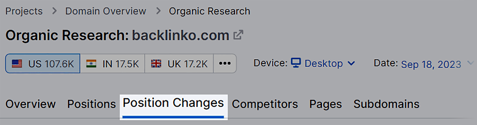 Position changes tab How to Track Your Google Keyword Rankings |