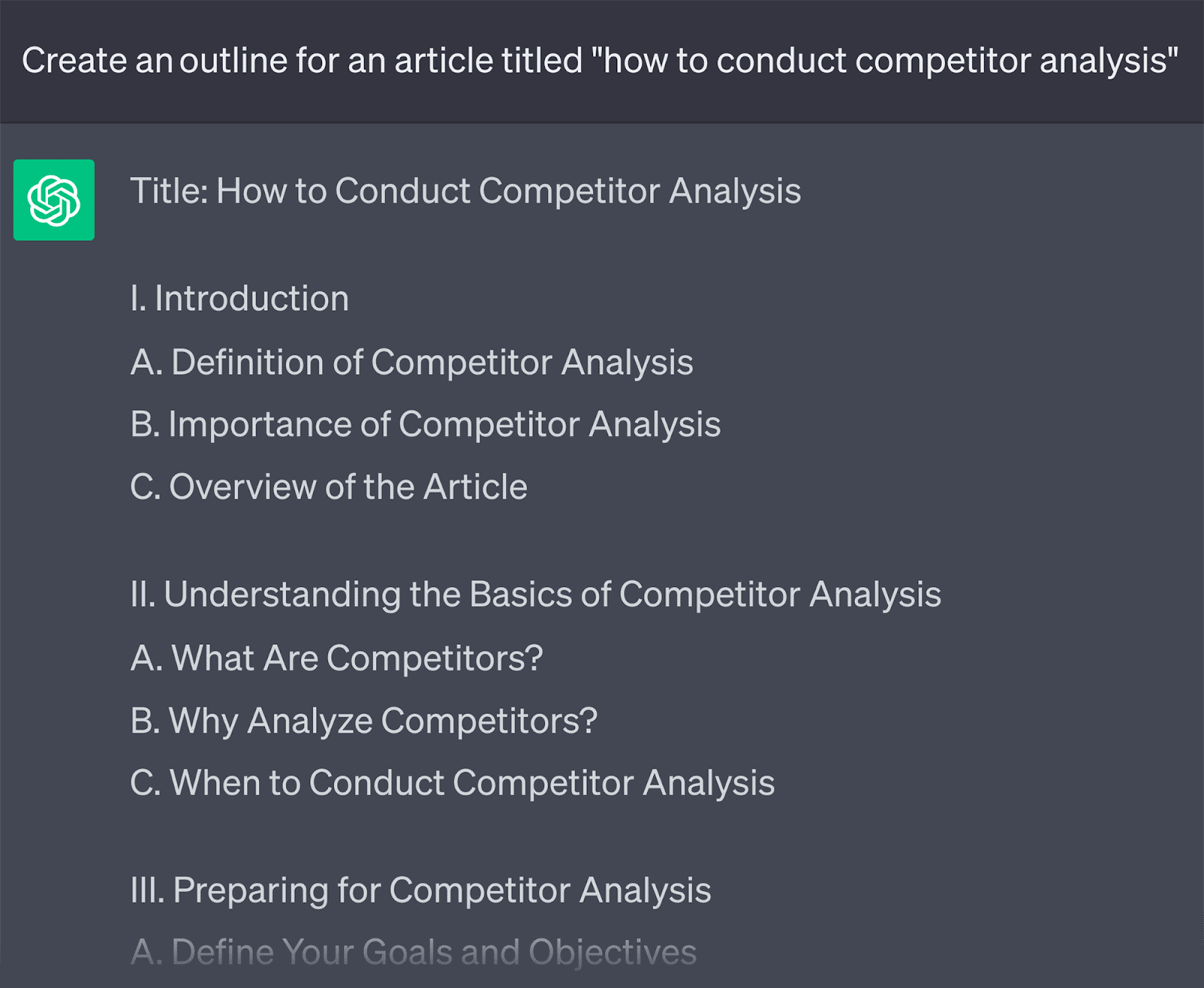 Sample ChatGPT content generation ChatGPT generated content
