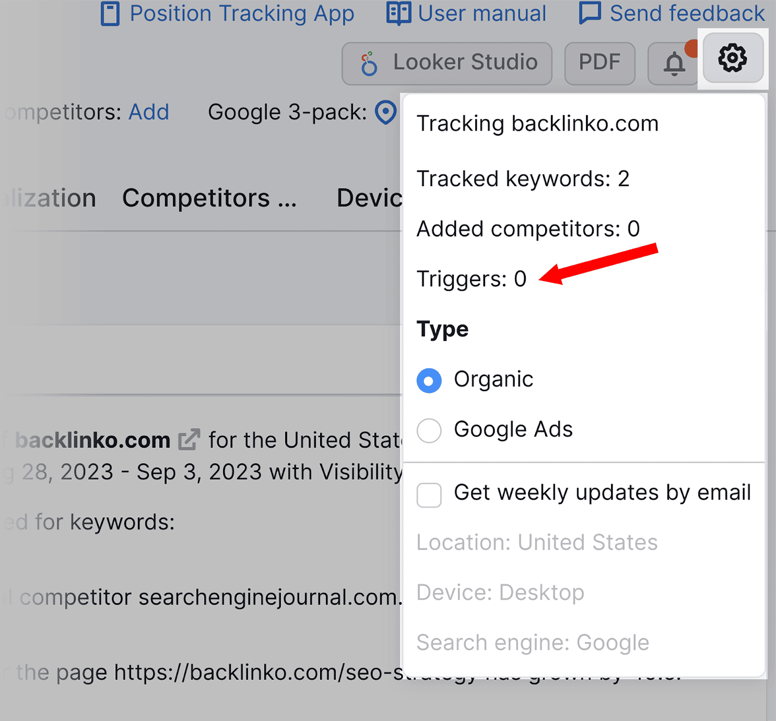Select Triggers Click on Triggers to automate alerts