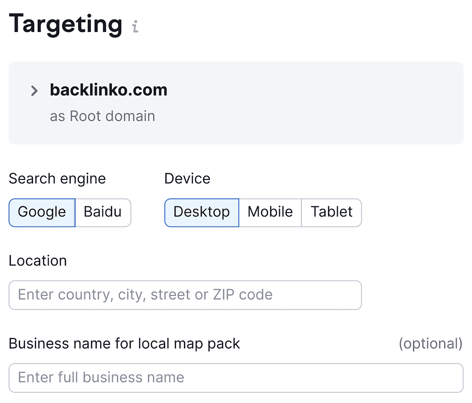 Set-up your targeting settings Set targeting settings