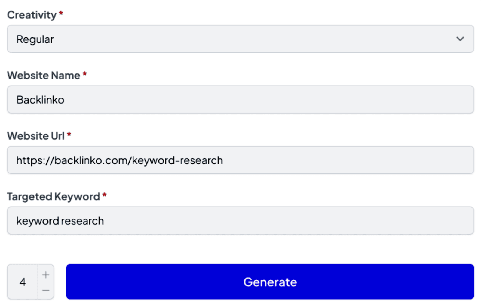 Target keyword and website information SEO Automation: 17 Tasks Streamlined for Enhanced Efficiency |