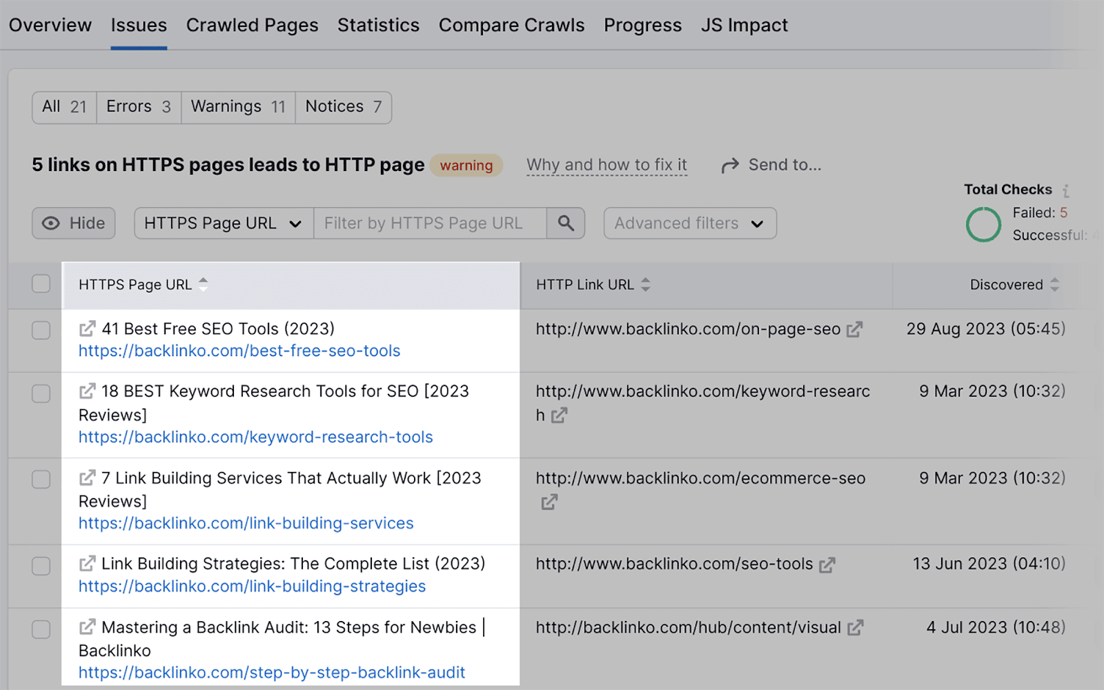 URLs with HTTPS Errors URLs with HTTPS errors that need fixing