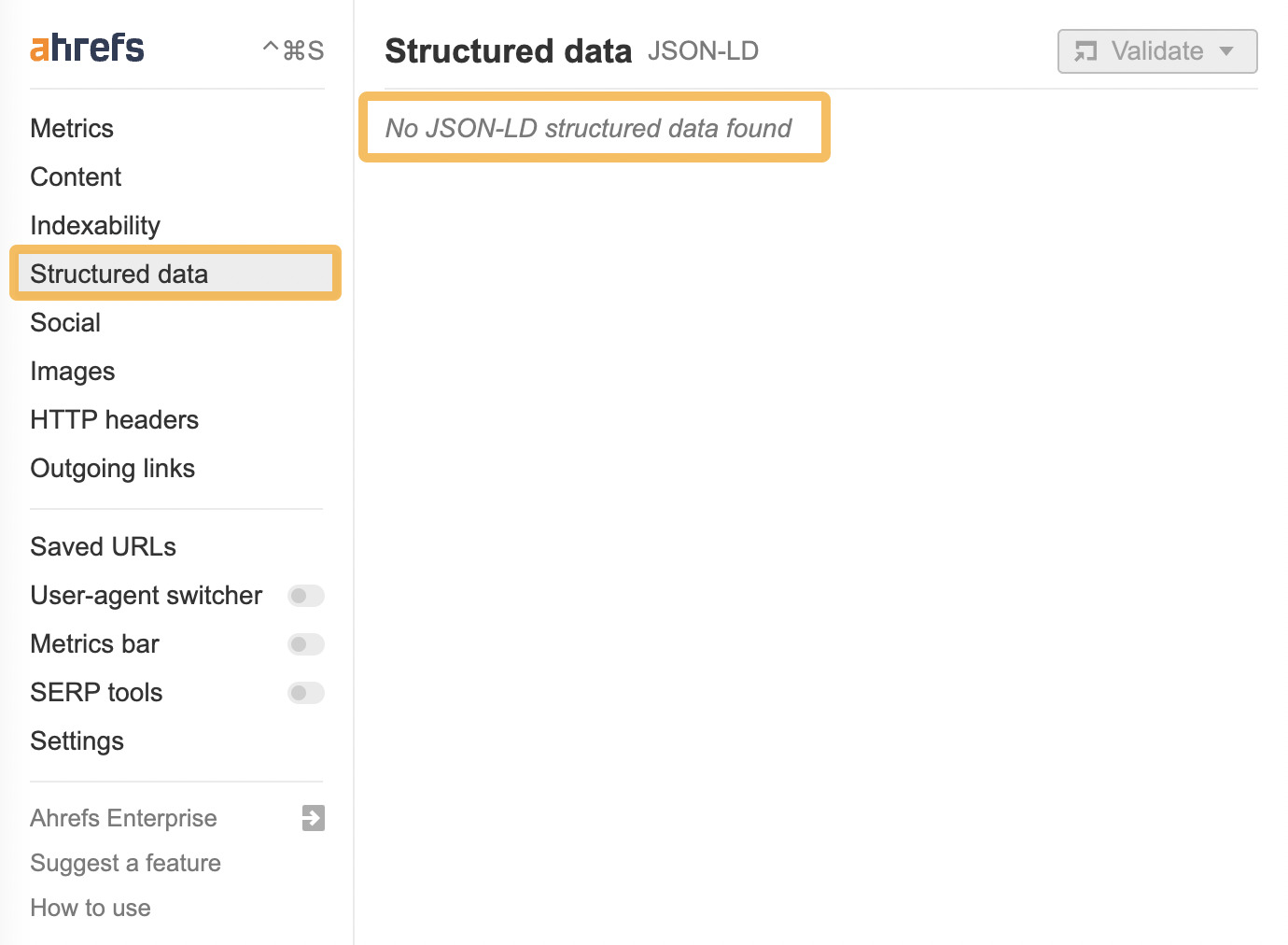 Rich Snippets: What Are They & How Do You Get Them? | Checking for structured data using Ahrefs' SEO Toolbar