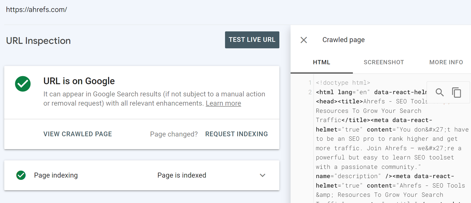 Using URL Inspection tool to see what Google sees after it processes JavaScript