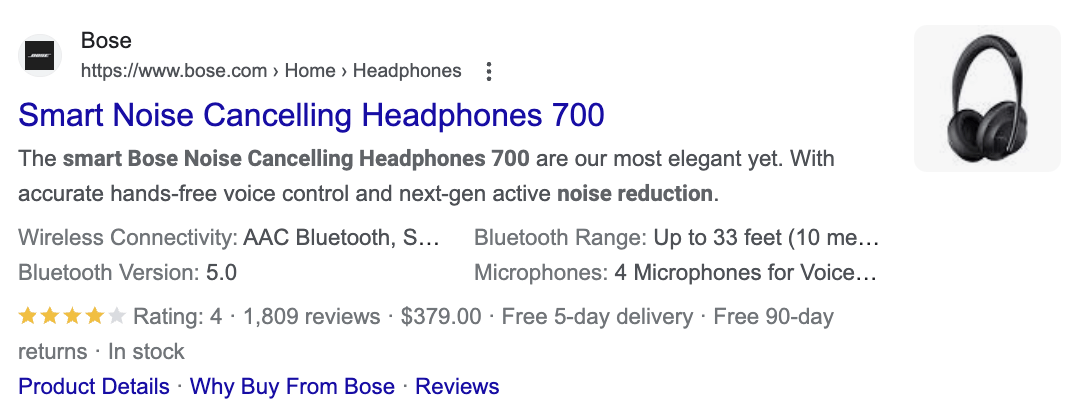 Schema Markup: What It Is & How to Implement It | Product rich results example, via google.com