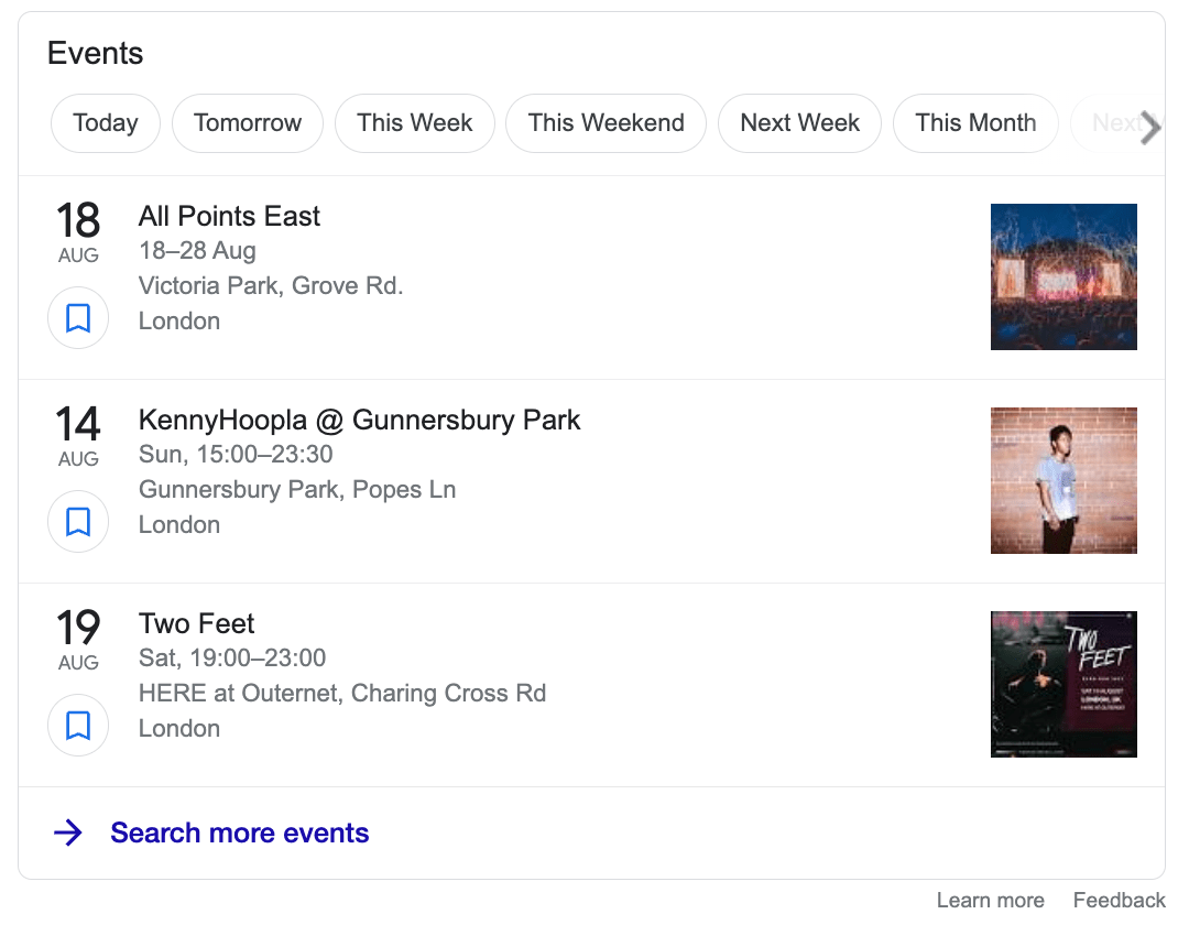 Schema Markup: What It Is & How to Implement It | Event schema example, via google.com