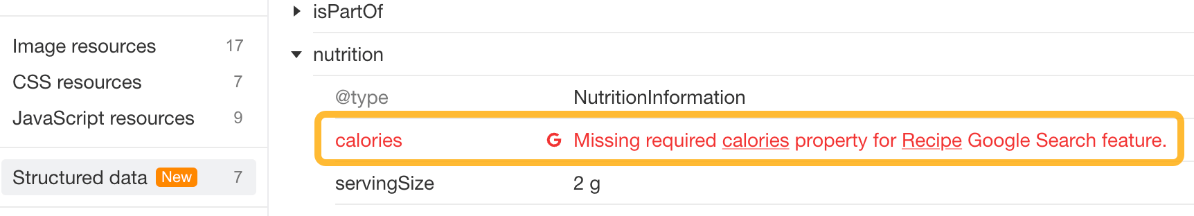 Example of schema validation in Ahrefs.