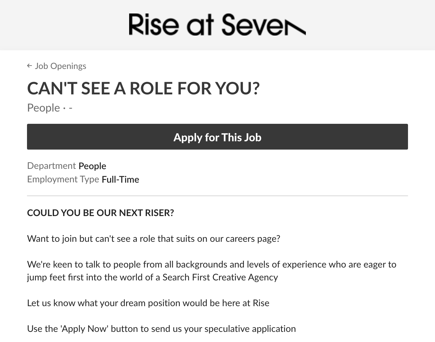 Call for alternative roles from Rise at Seven