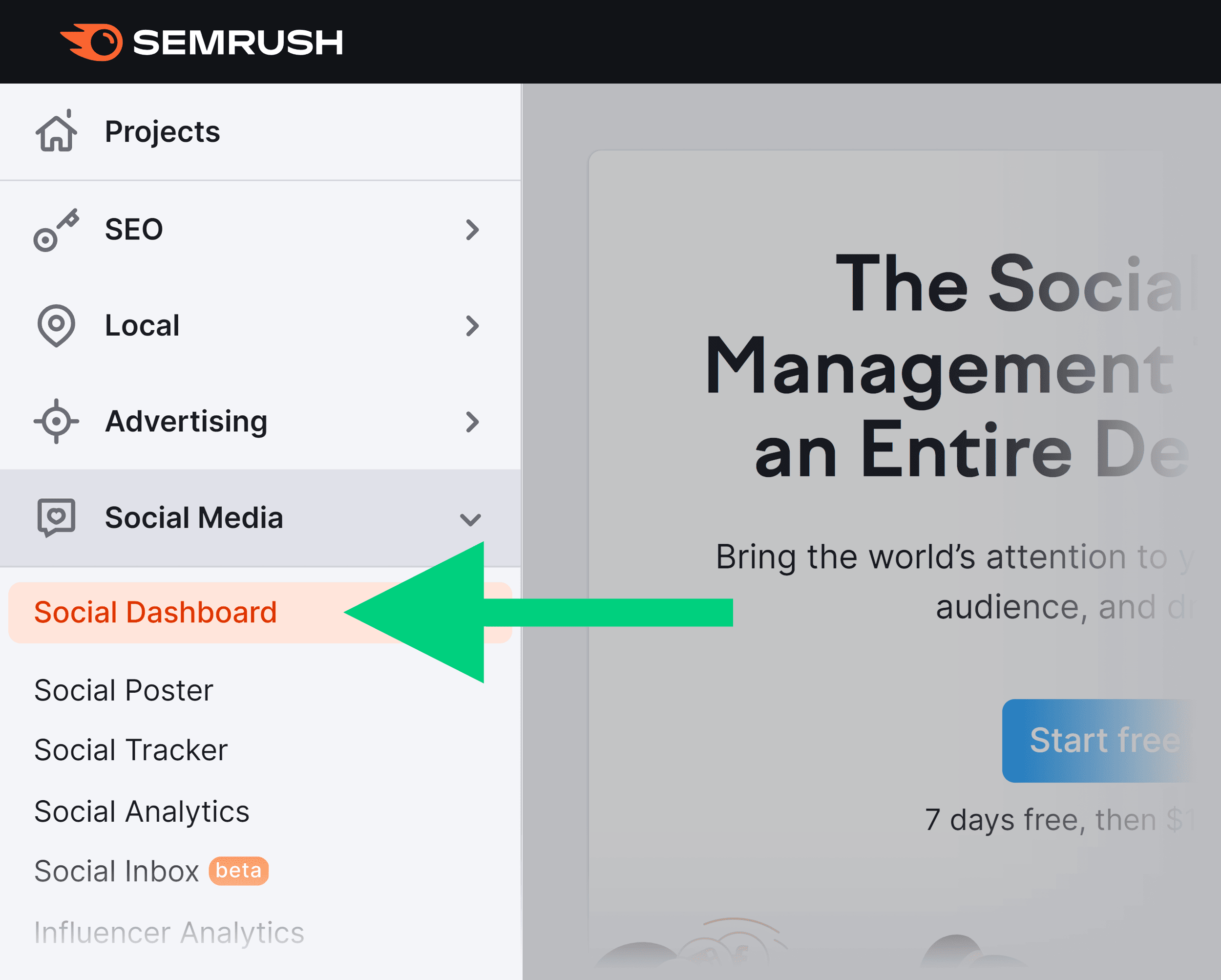 Semrush – Social Dashboard