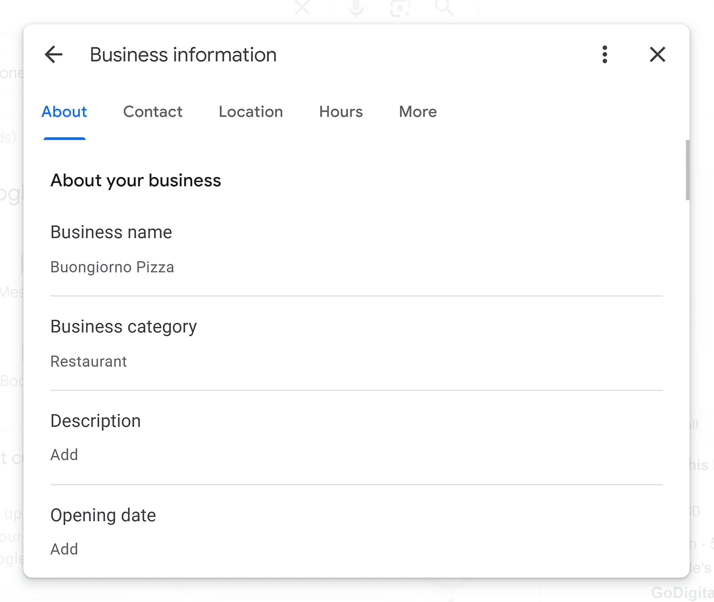 Edit Google Business profile