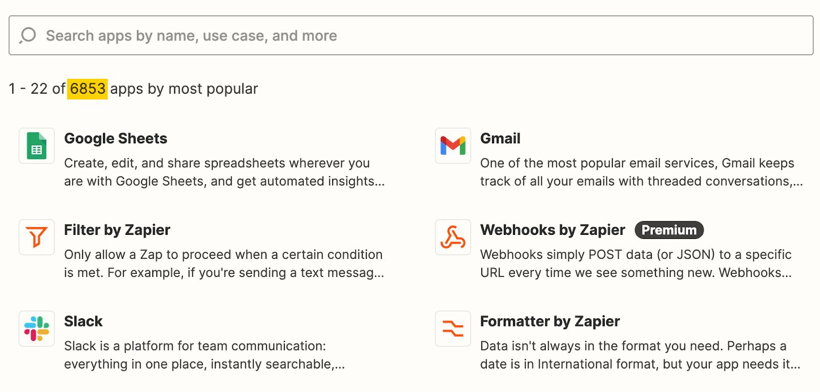 Example of programmatic SEO by Zapier.