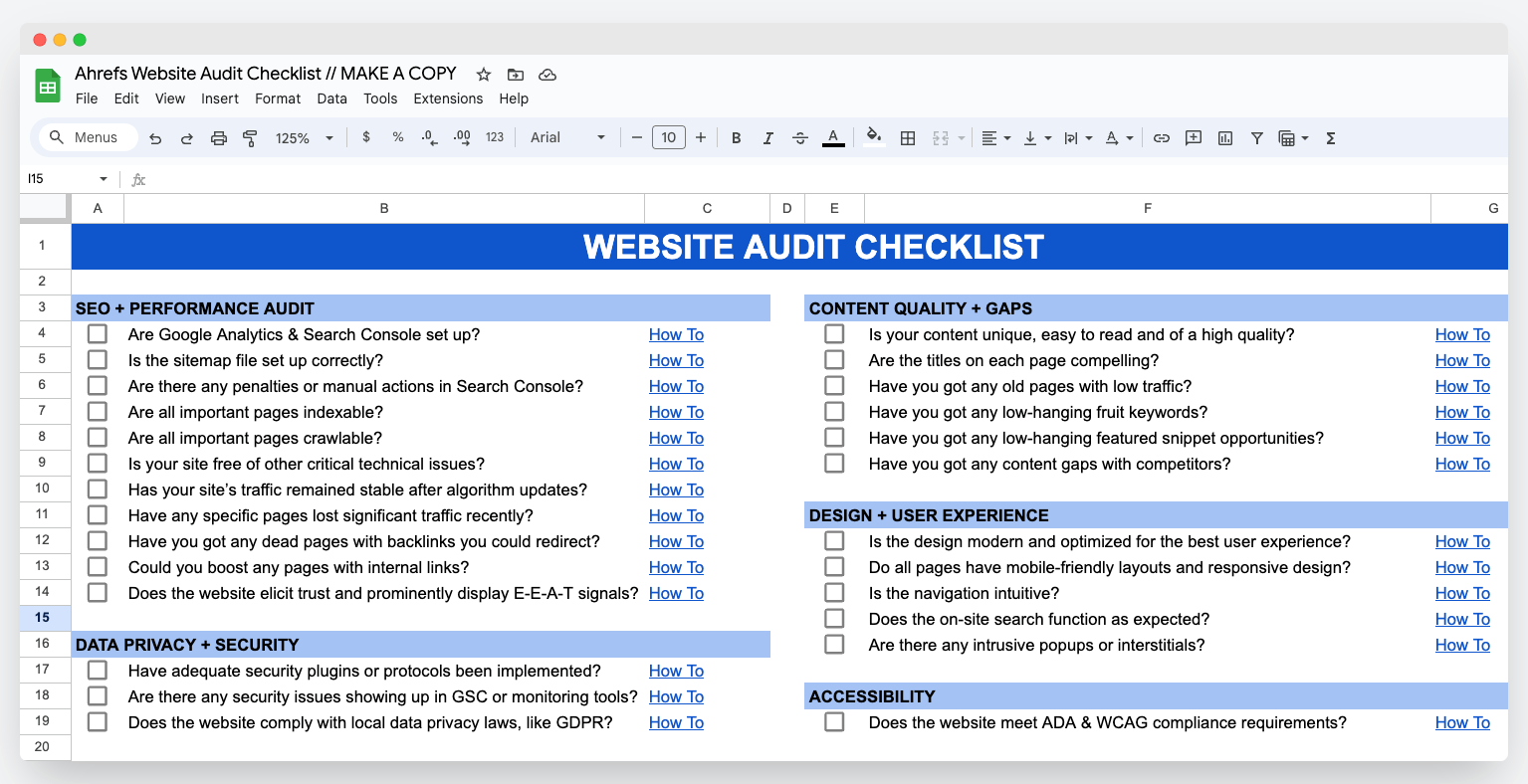 Free Website Audit Checklist |