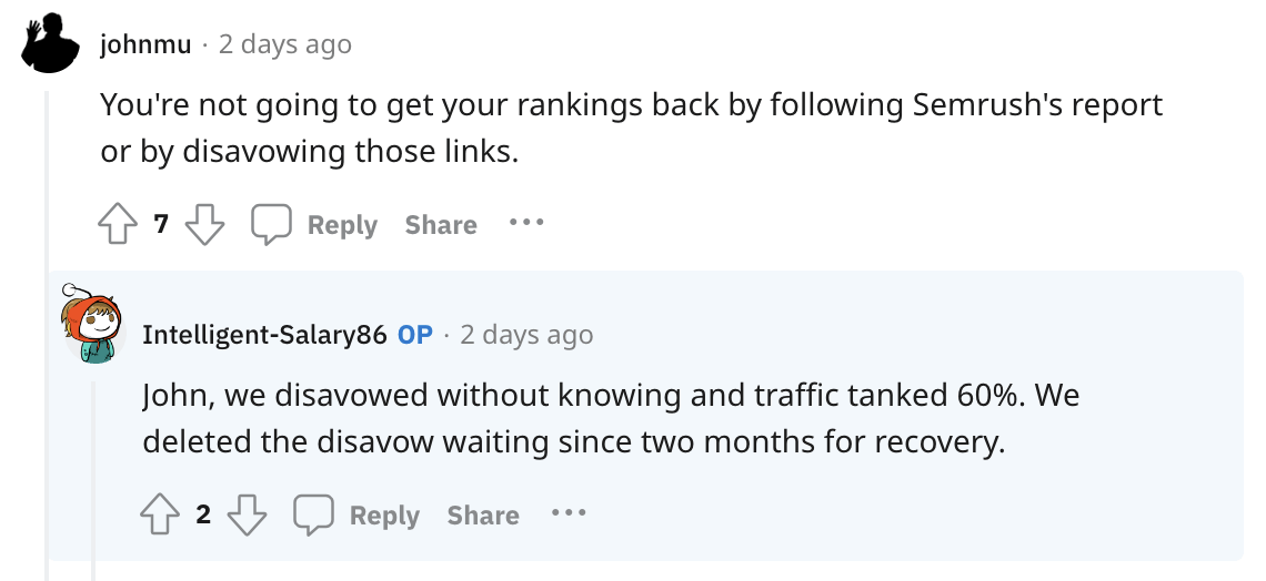 Toxic Backlinks: SEO Woe or a Load of Baloney? | Someone on Reddit's traffic tanked 60% after disavowing "toxic" backlinks in one SEO tool