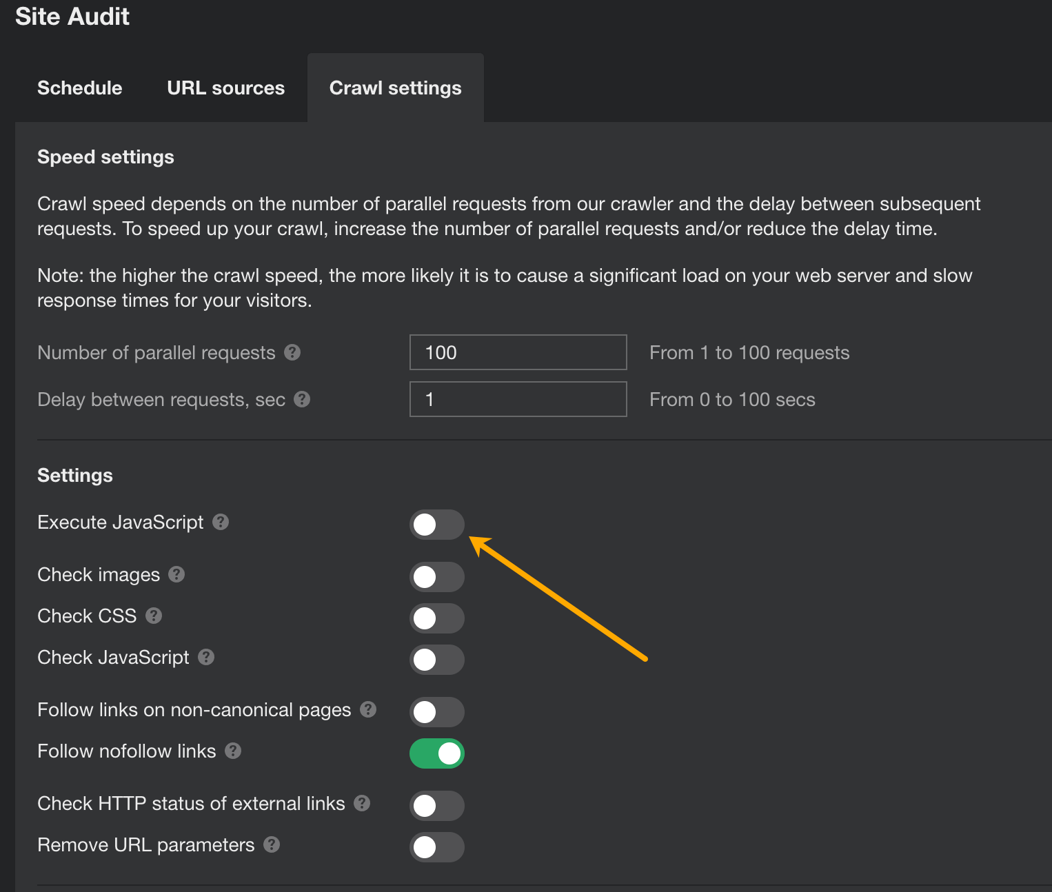 Execute JavaScript setting - off