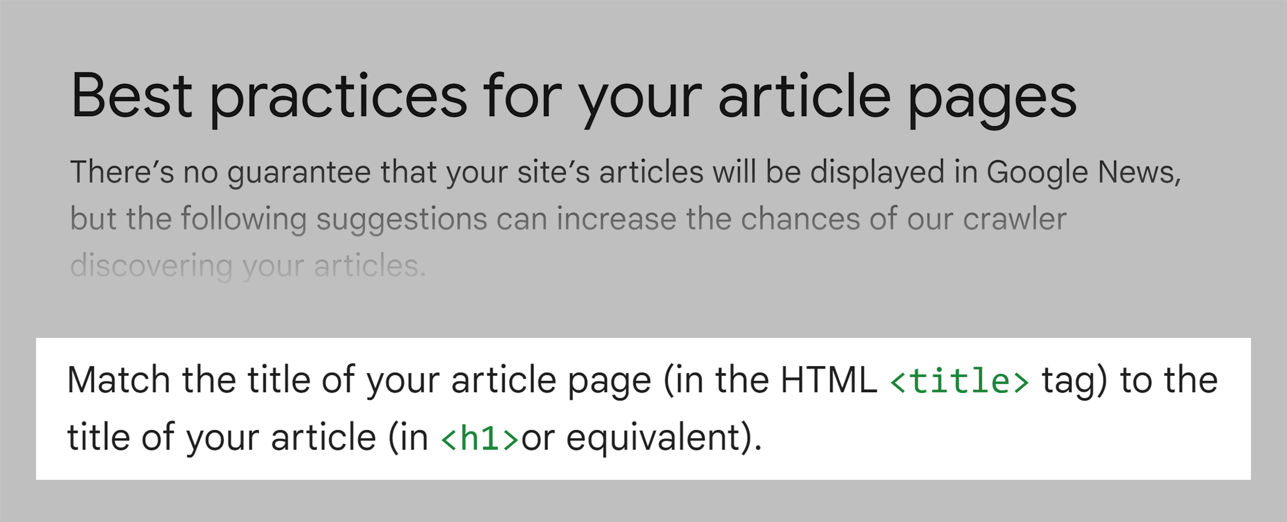 Google – Match title and H1 tags Google – Match title and H1 tags