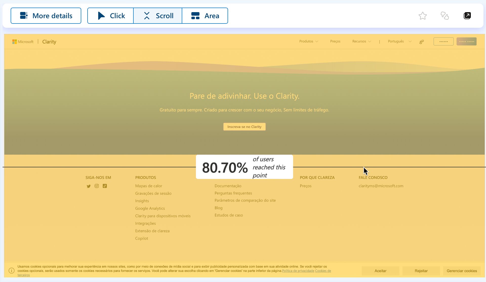 Microsoft Clarity - page scroll data. 