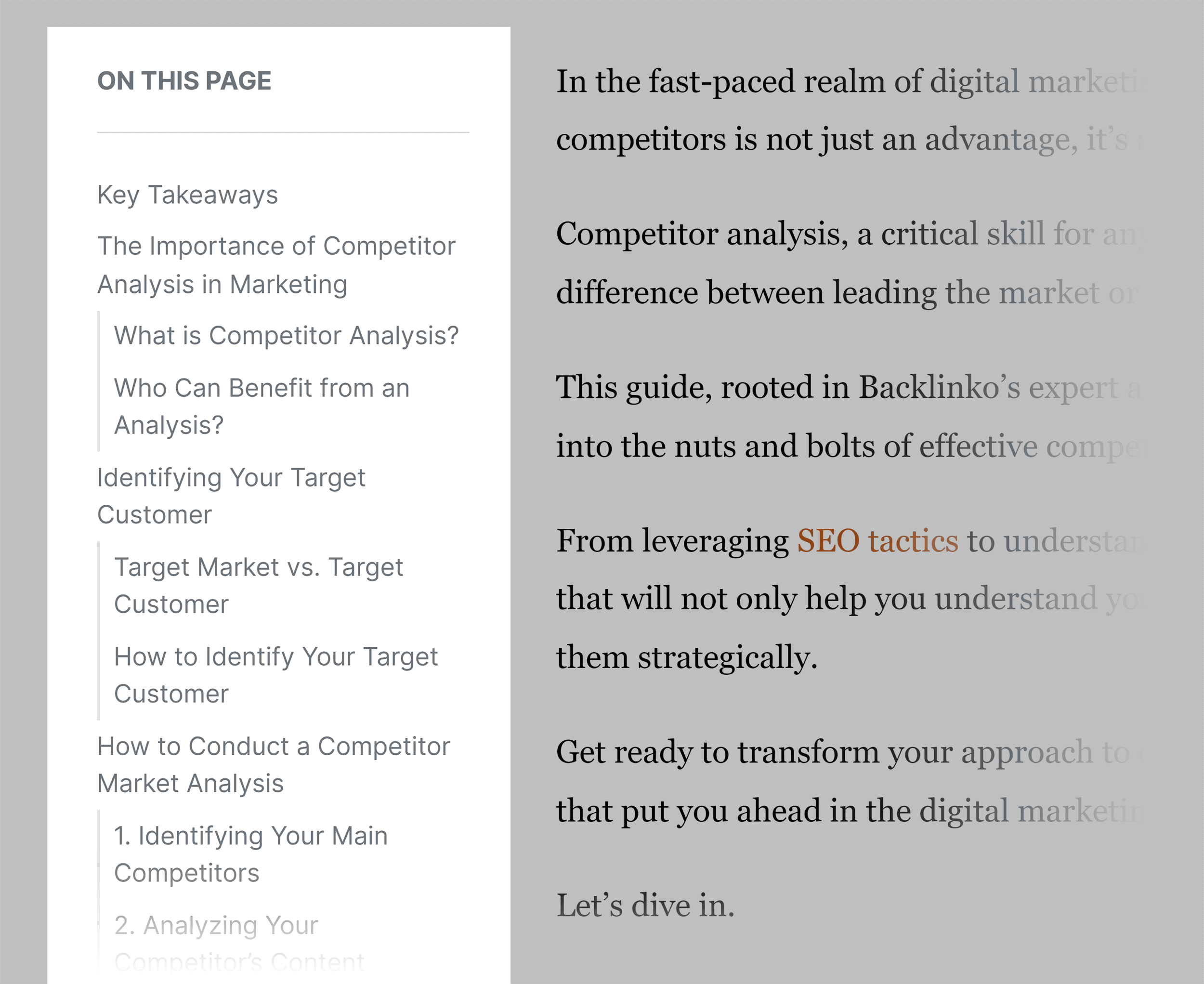 Navigation through headings Navigation through headings