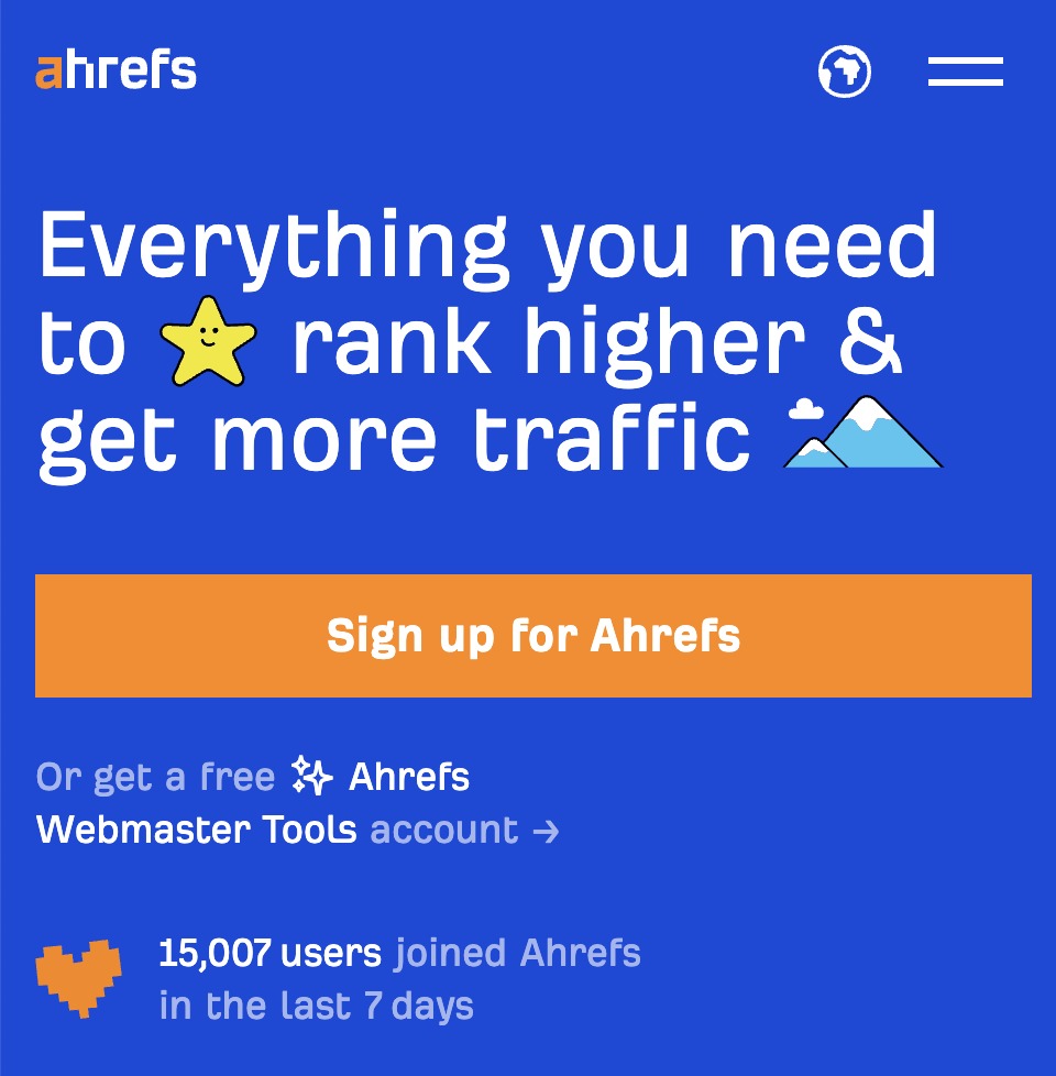 Ahrefs landing page