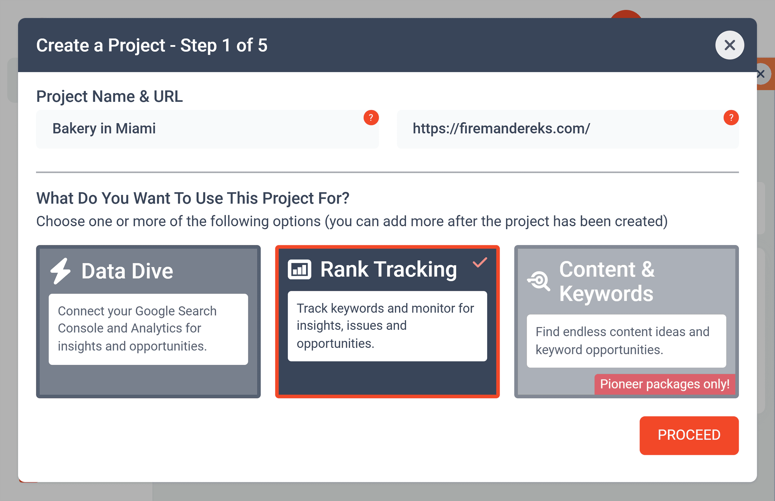 RankCaddy – Create a Project RankCaddy – Create a Project