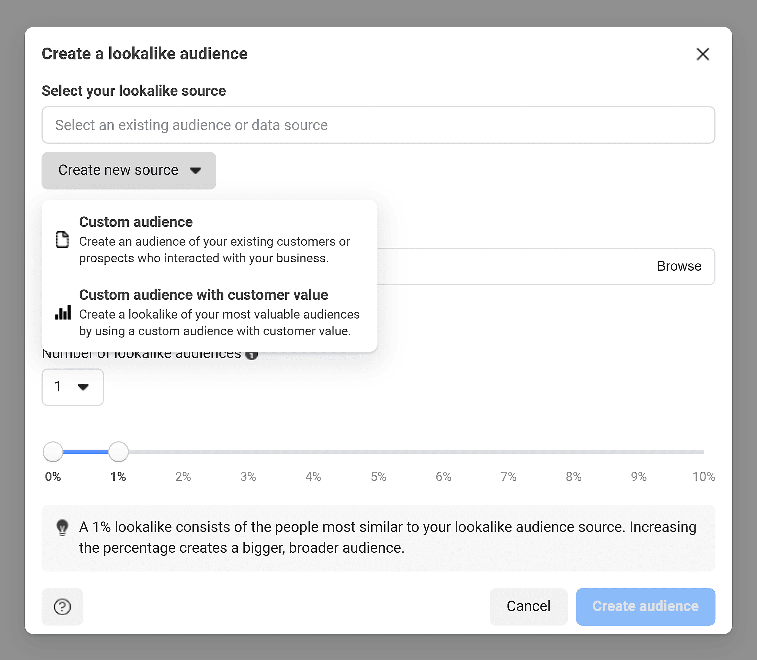 Facebook – Create an audience Facebook – Create an audience