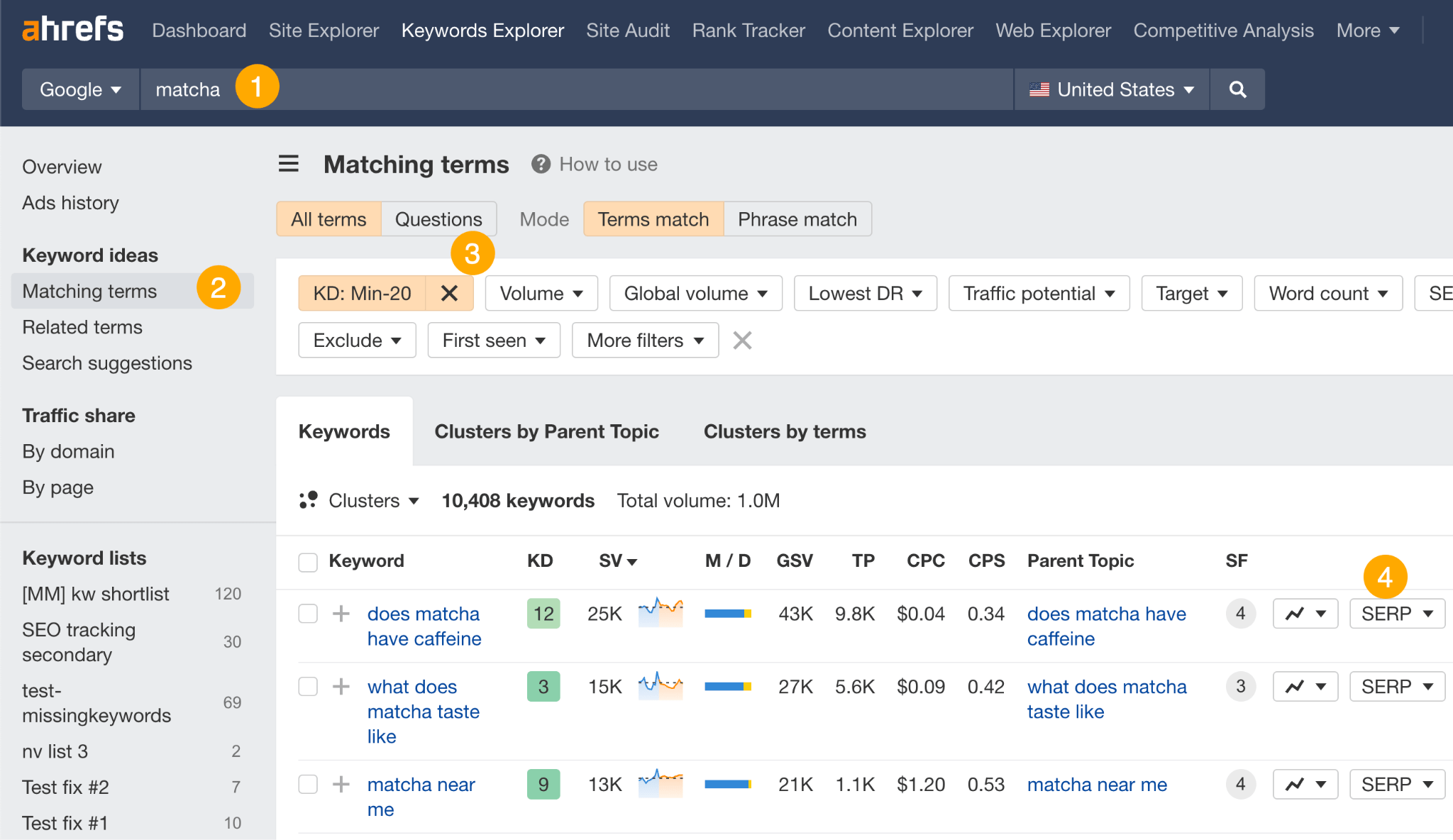 How to find low difficulty keywords with Ahrefs. 