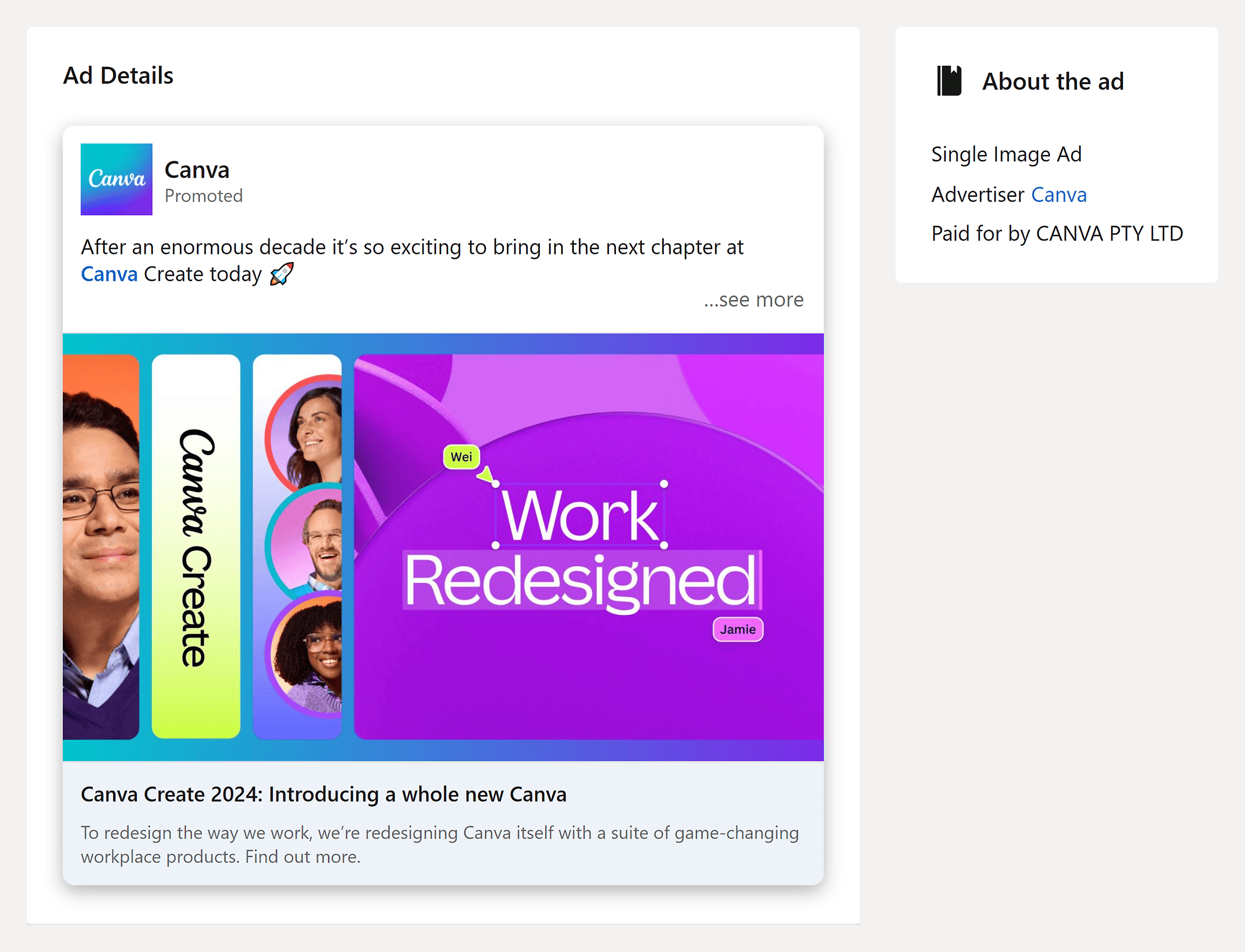 LinkedIn – Ad details LinkedIn – Ad details