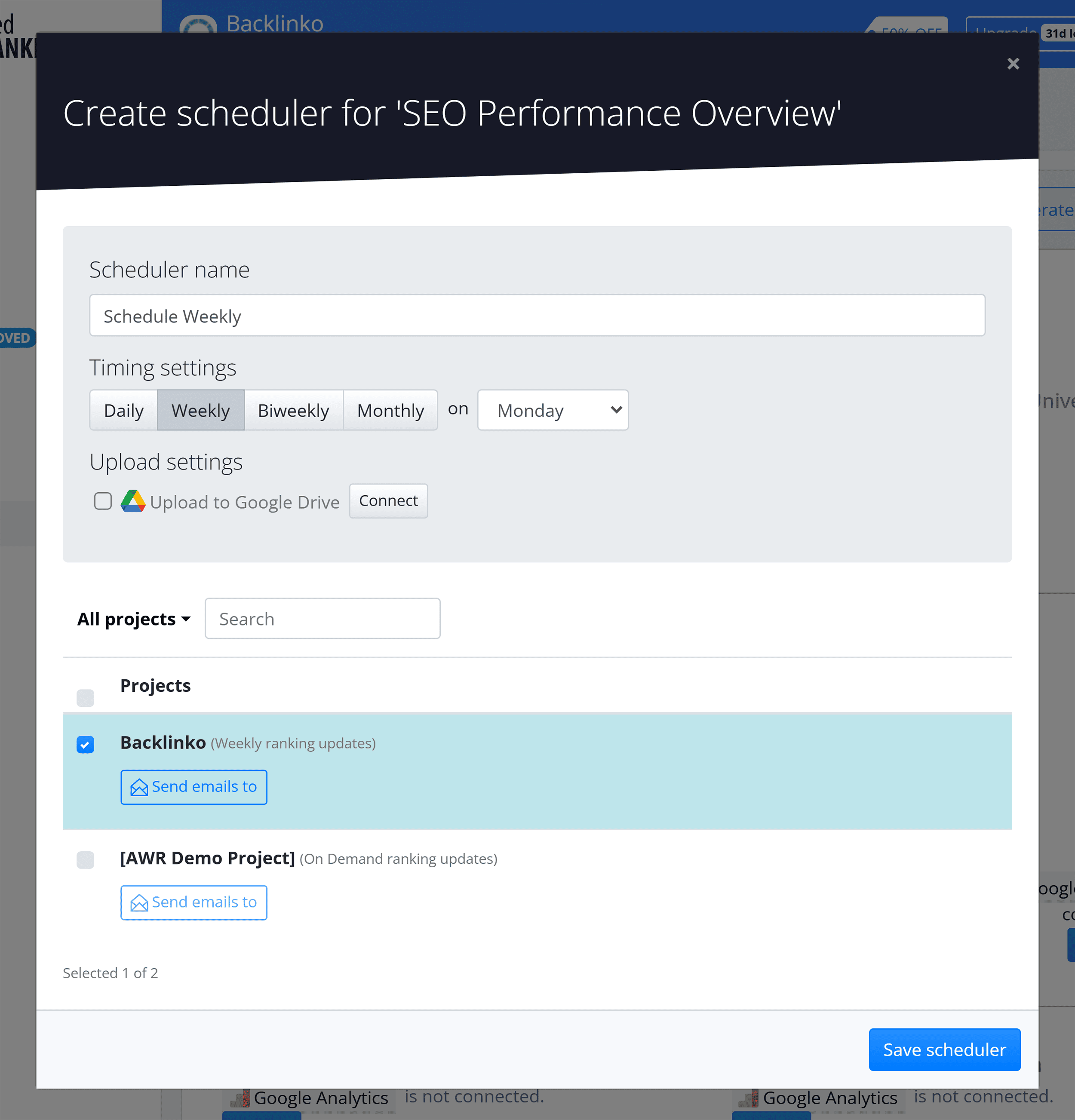 Advanced Web Ranking – Report scheduler