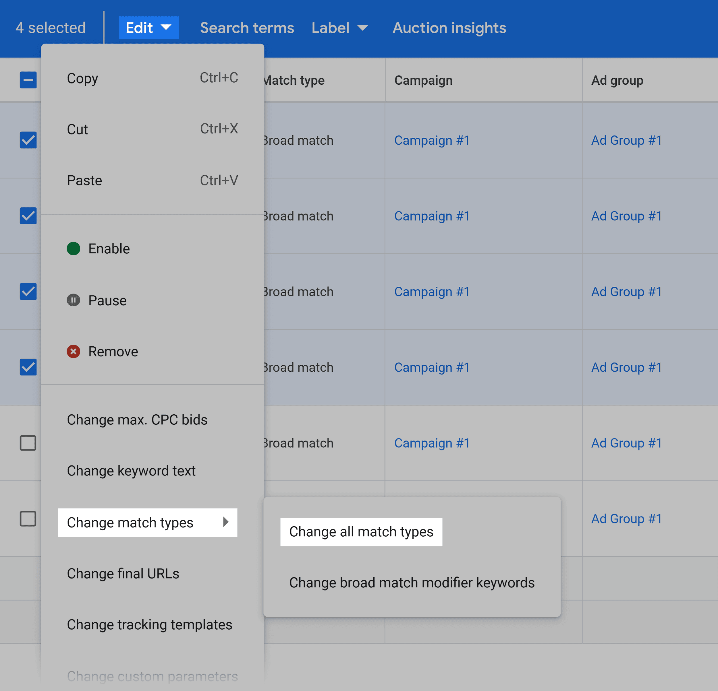 Change match types