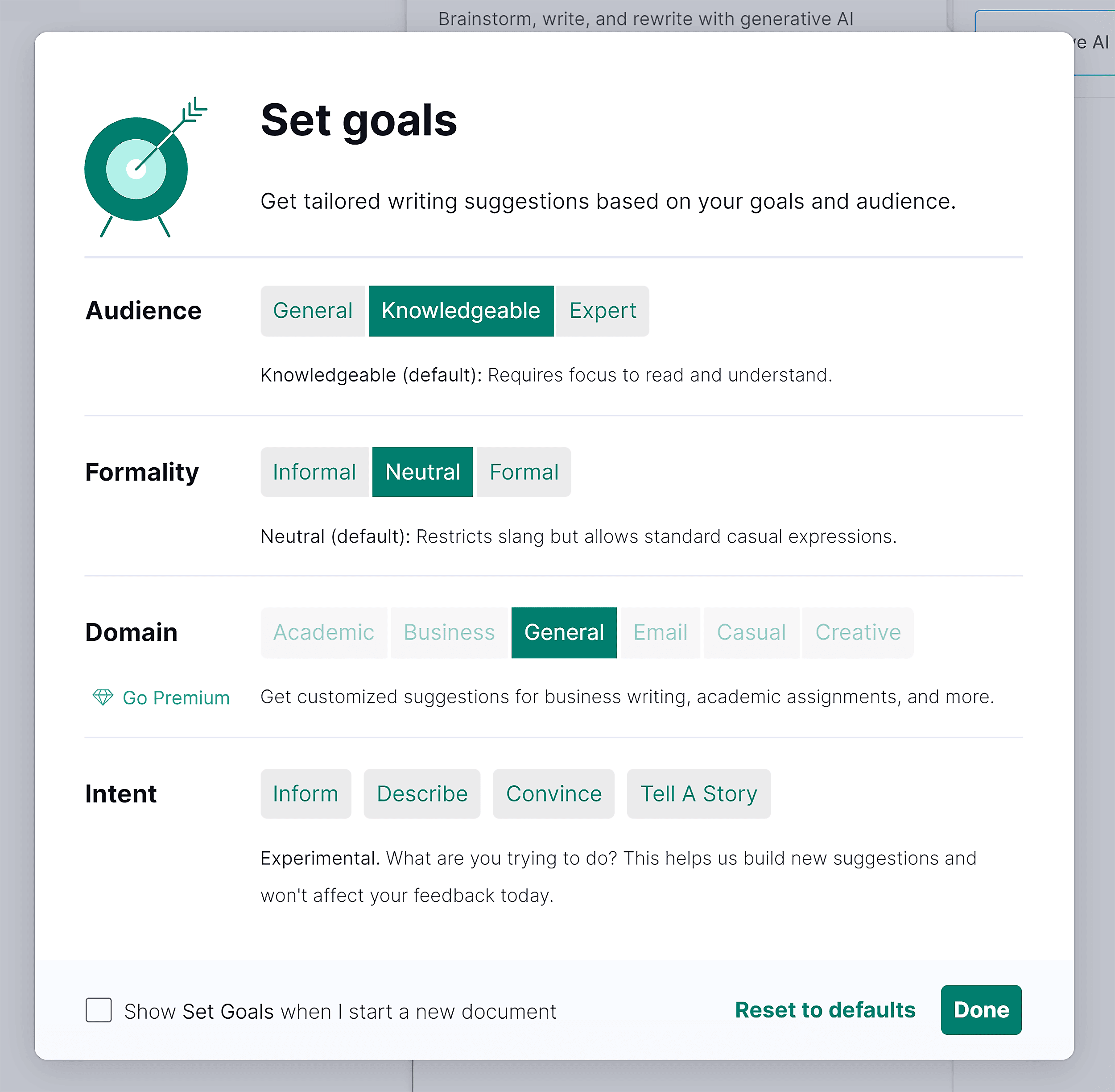 Grammarly – Goals