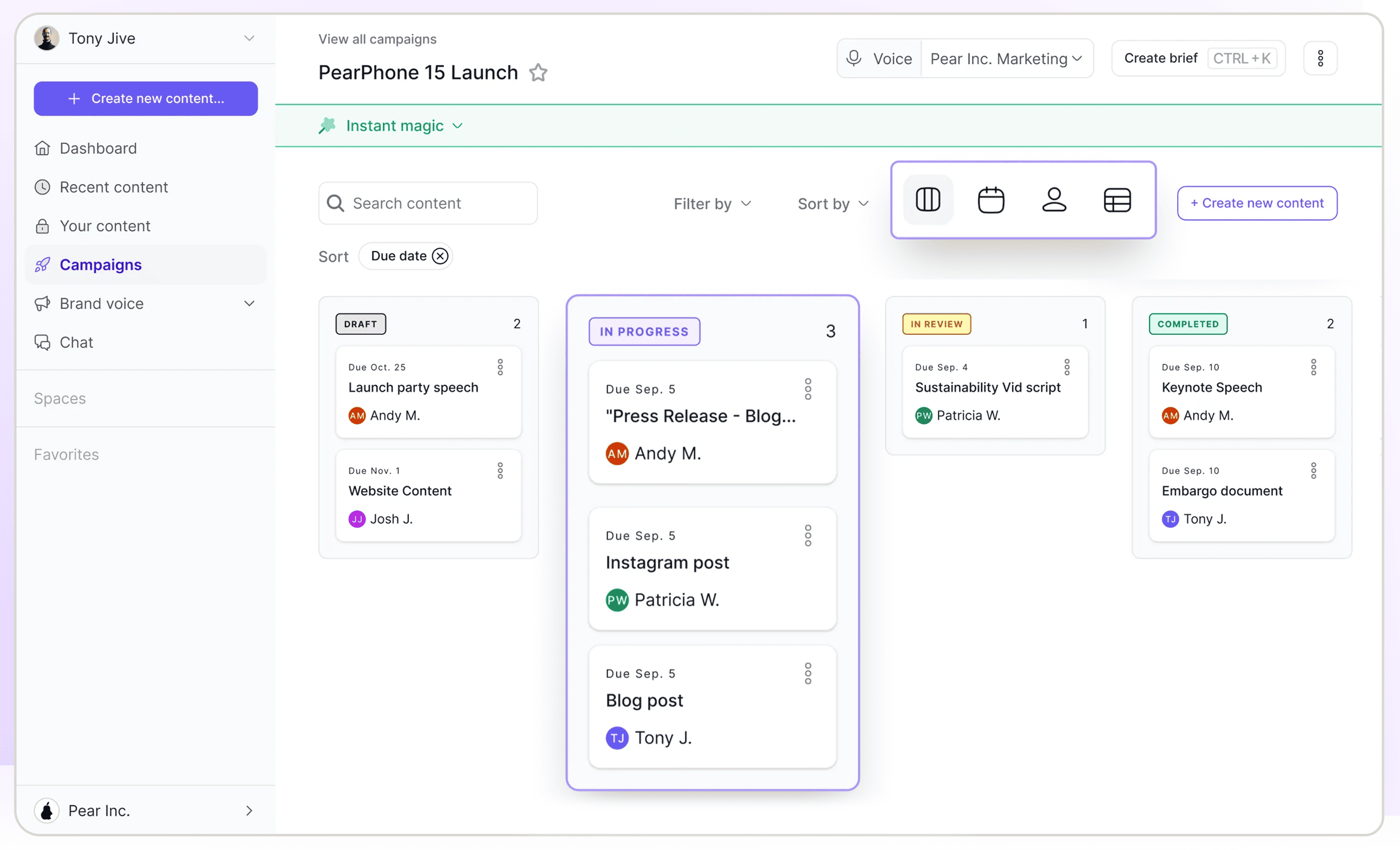 Jasper – Kanban view