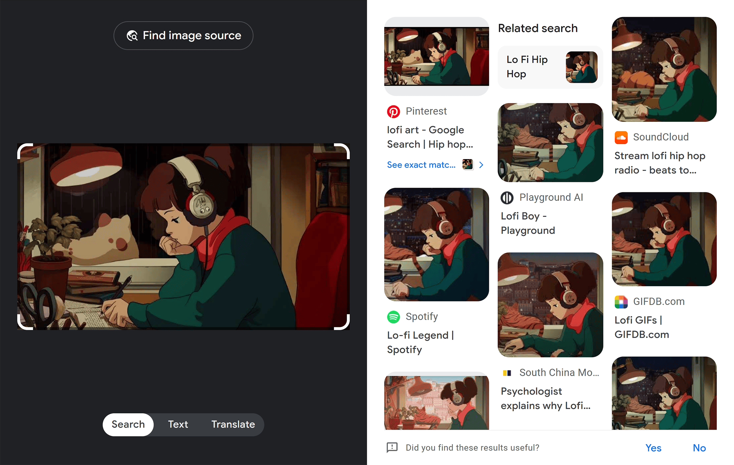 LoFi – Google Lens results LoFi – Google Lens results