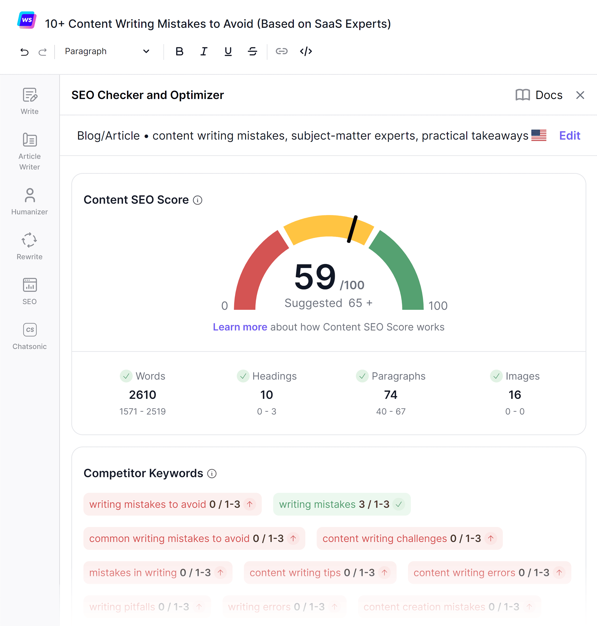 Writesonic – Improve SEO