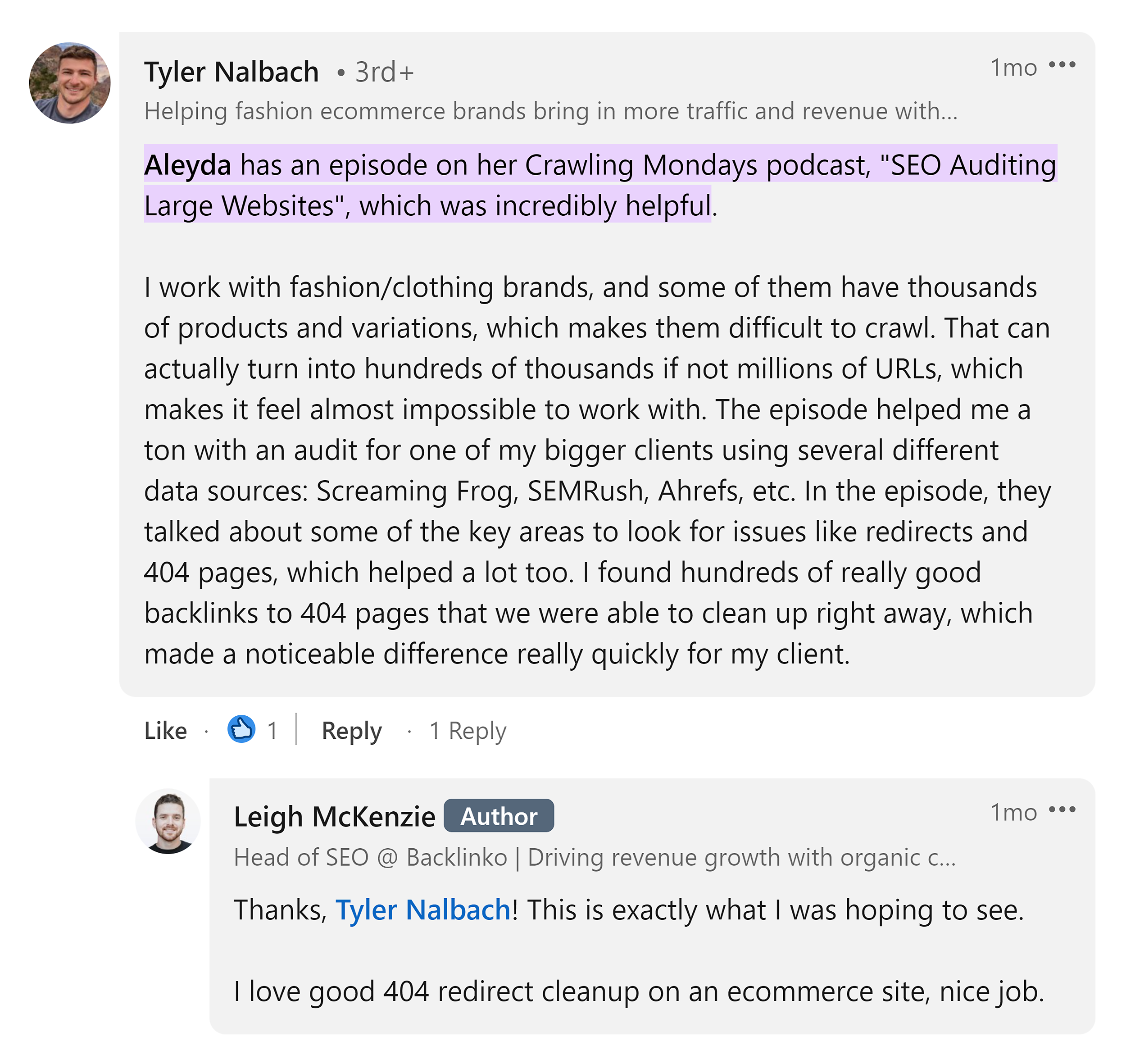 LinkedIn – Tyler Nalbach – Reply