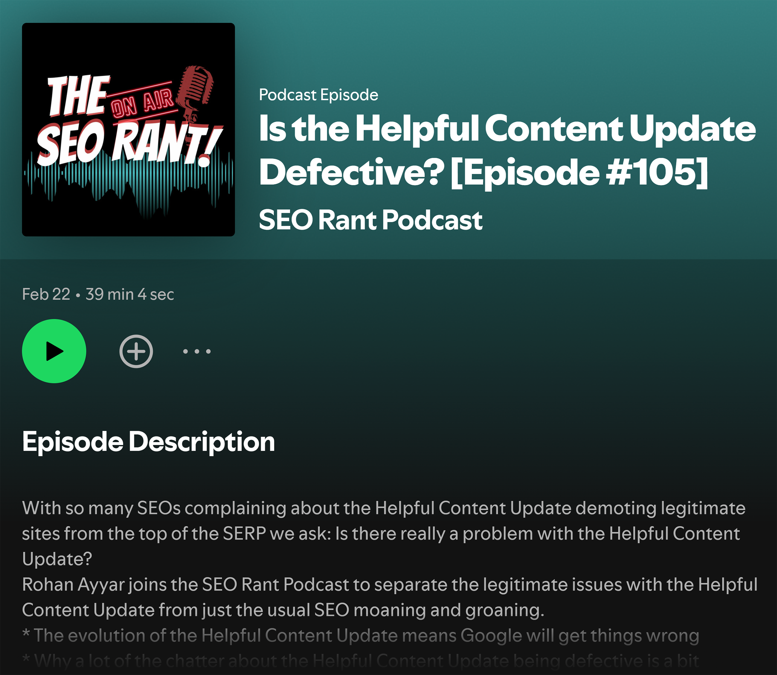 The SEO Rant – Spotify Podcast Episode