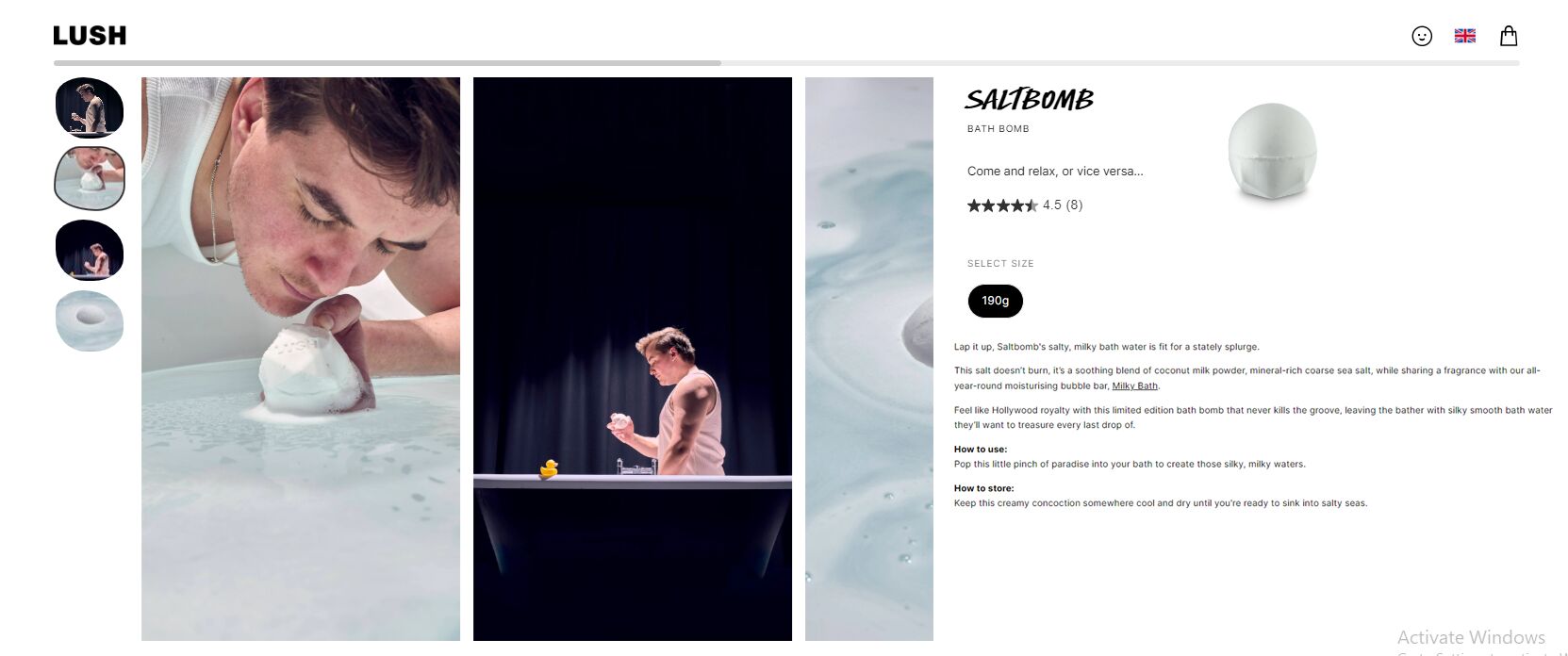 A screenshot of Lush's Saltbomb product page