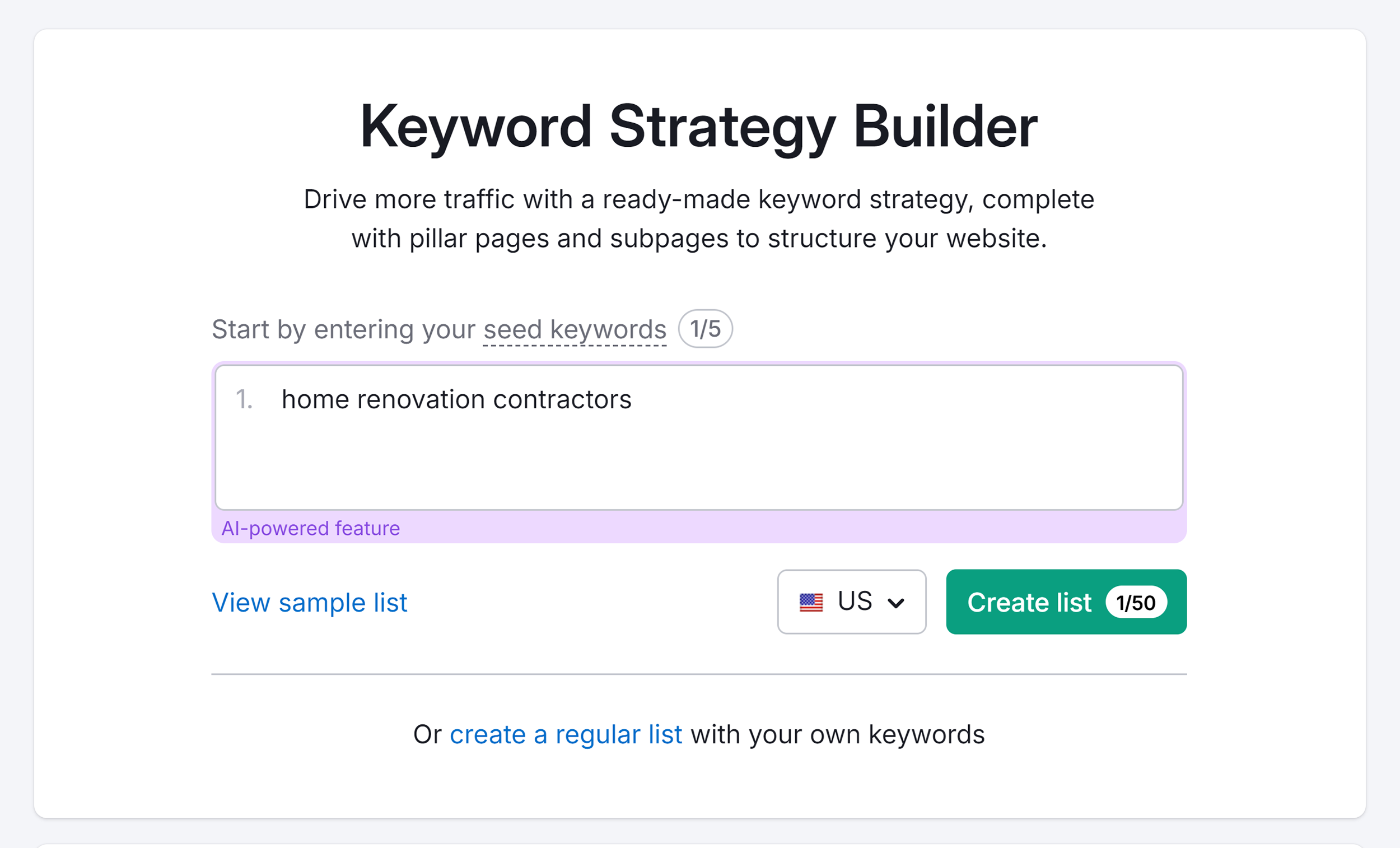 Keyword Strategy Builder – Search – Home renovation contractors