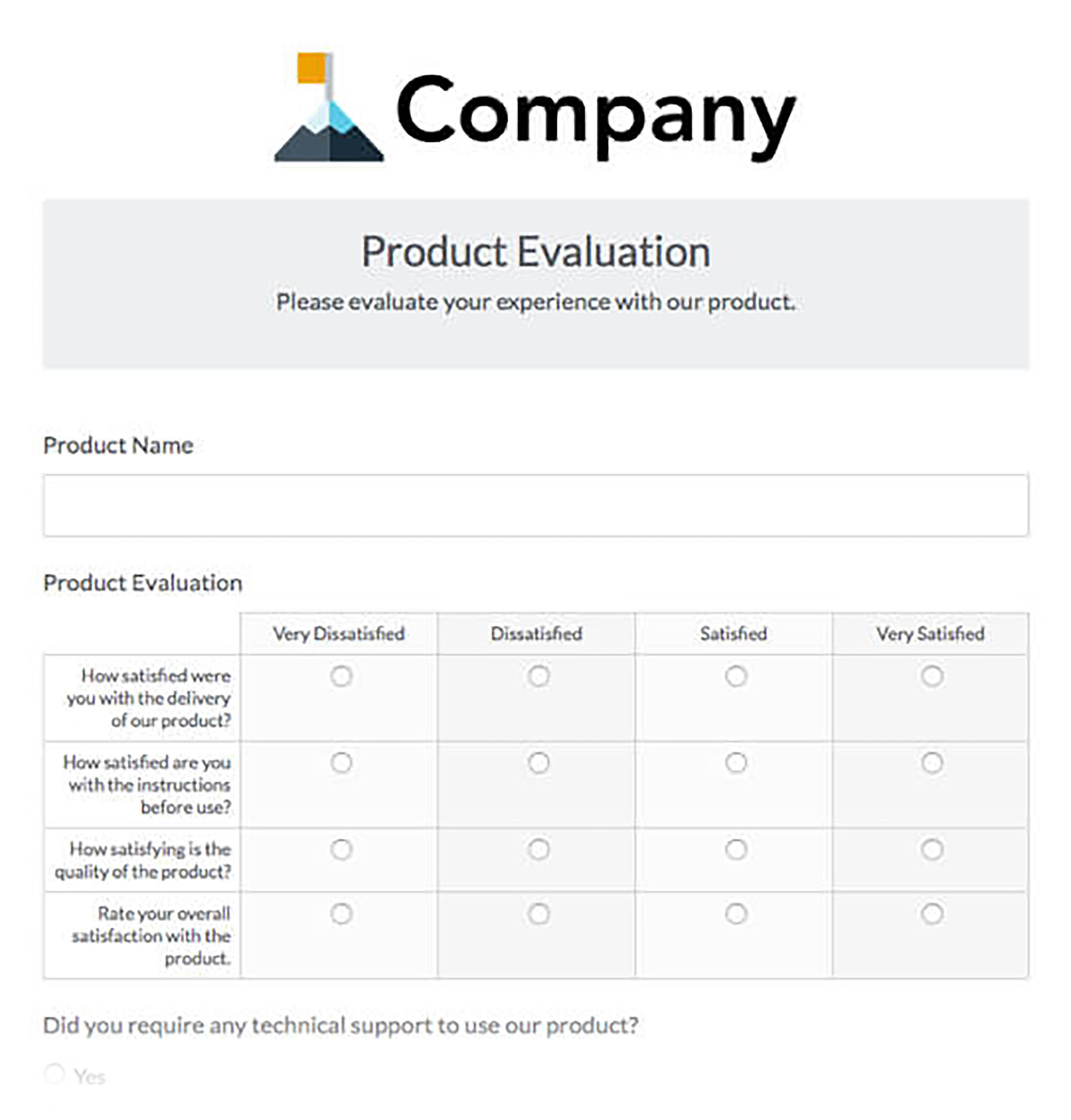 Product Evaluation Form