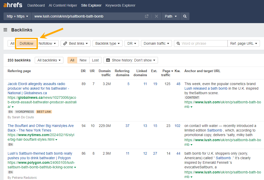 Ahrefs Backlinks - PR Report