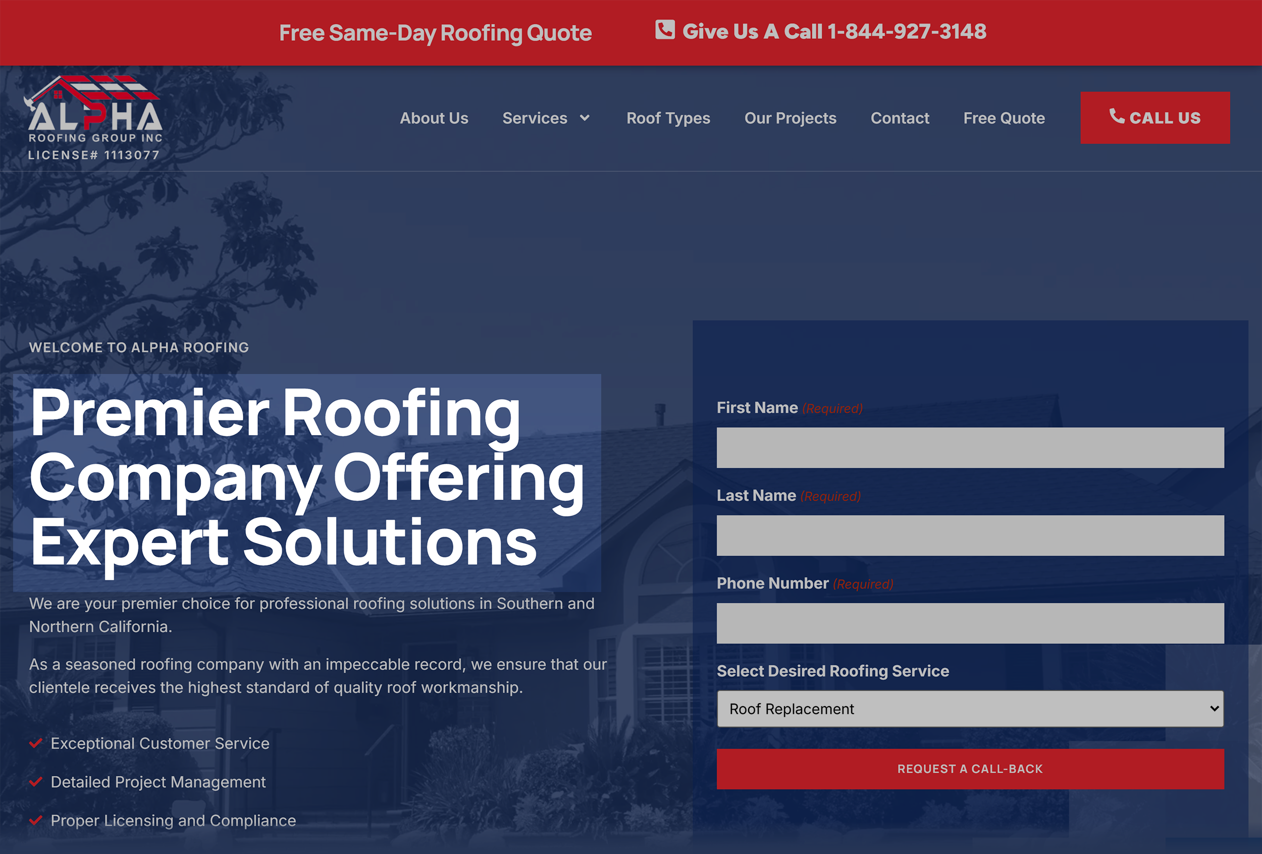 Alpha Roofing – Homepage