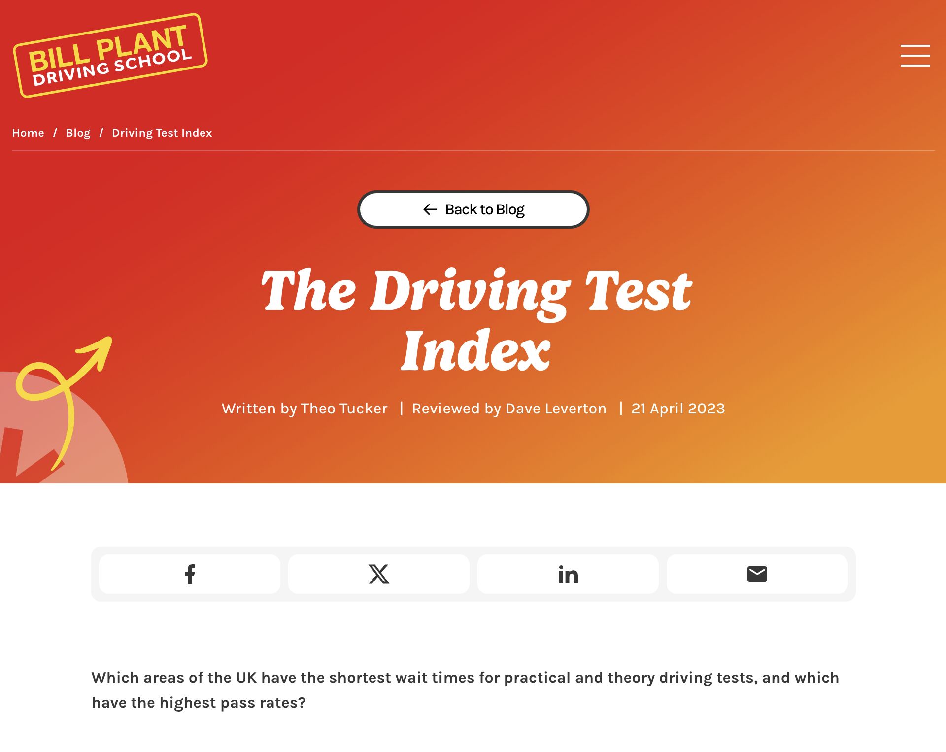 Driving Test Index campaign