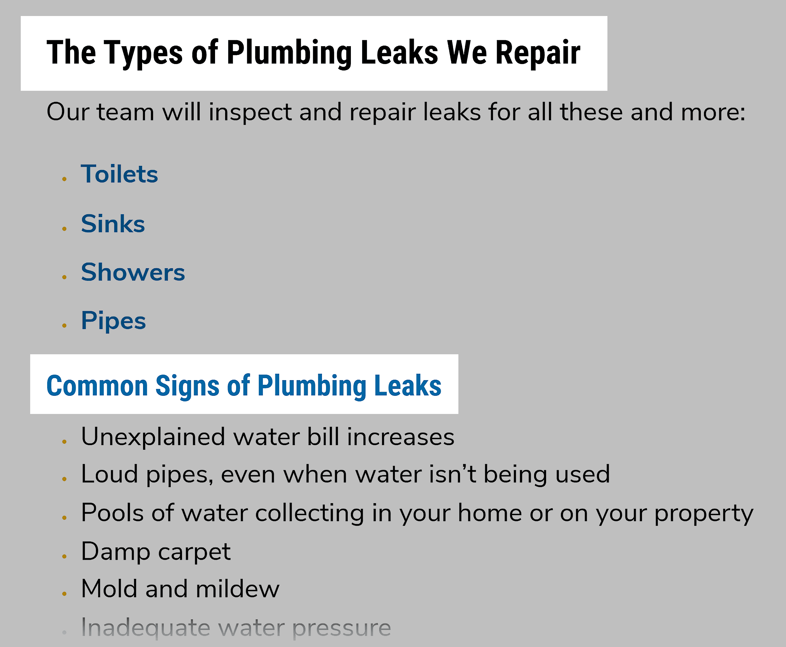 Benjamin Franklin Plumbing – Using subheadings