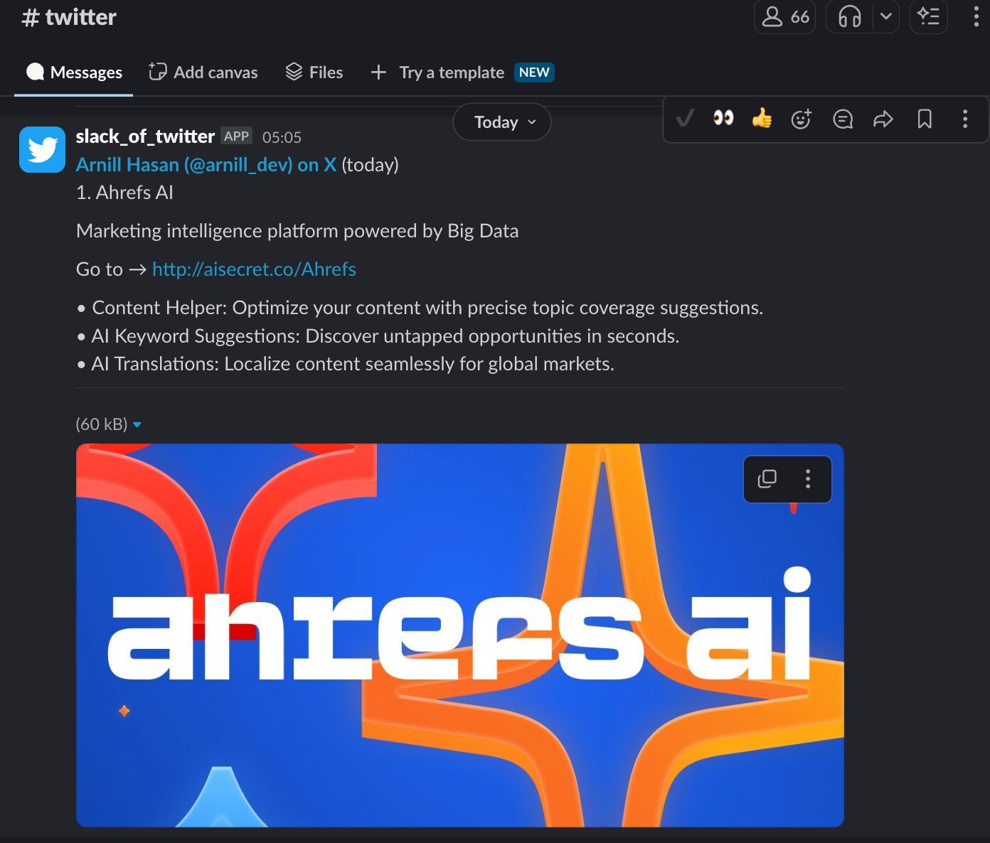 Monitoring Ahrefs' Brand Mentions In Our Twitter Feed In Slack