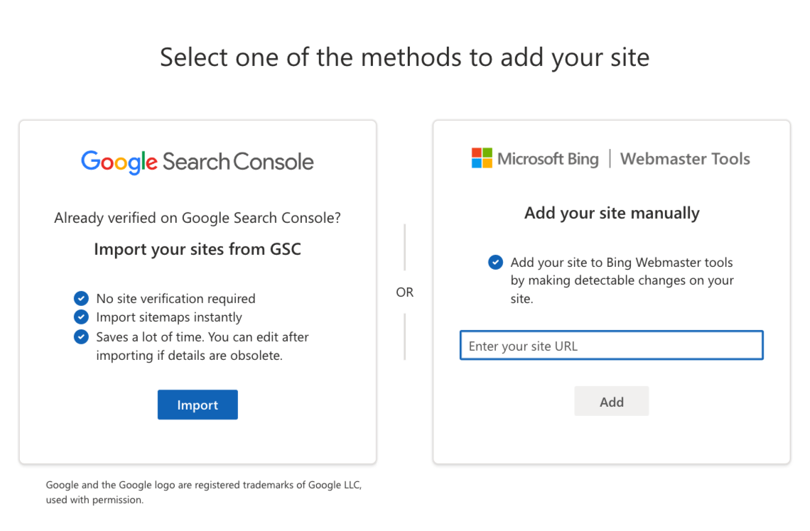 Setting up Bing Webmaster Tools using Google Search Console.